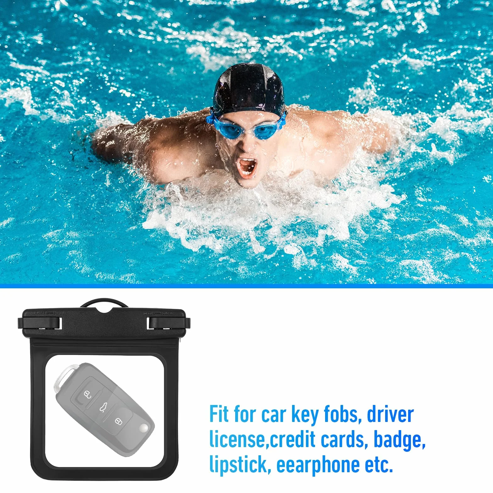Lot de 2 petites pochettes étanches submersibles pour natation et surf
