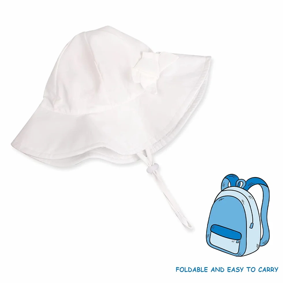 Chapeau Bébé Fille Nœud Large Bord Chapeau de Soleil Protection Solaire Bob Enfant 0-8 Ans