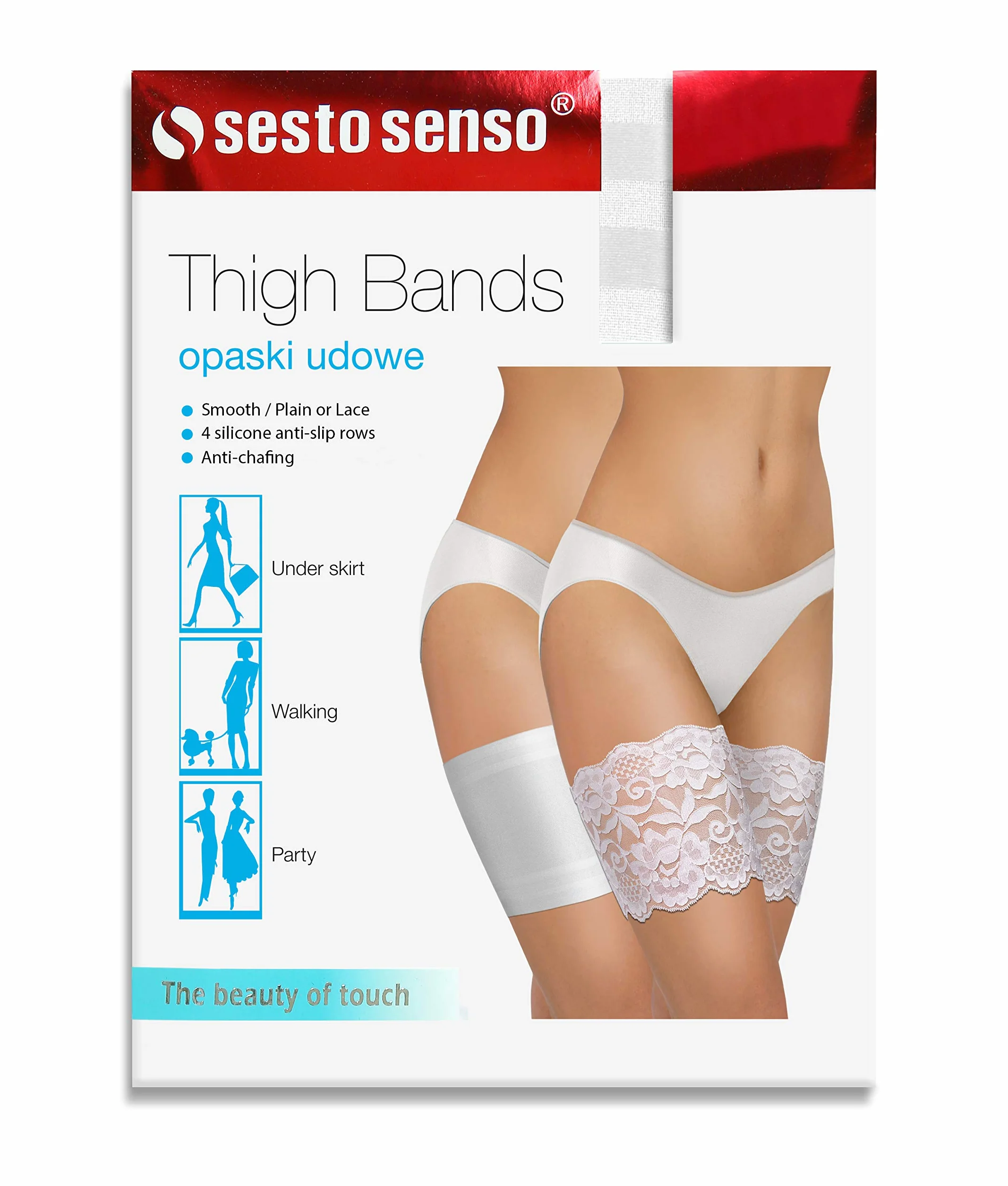 Sesto Senso 2 Paires Bandes de Cuisses Sport Protège-Cuisse Élastiques Antidérapantes en Silicone