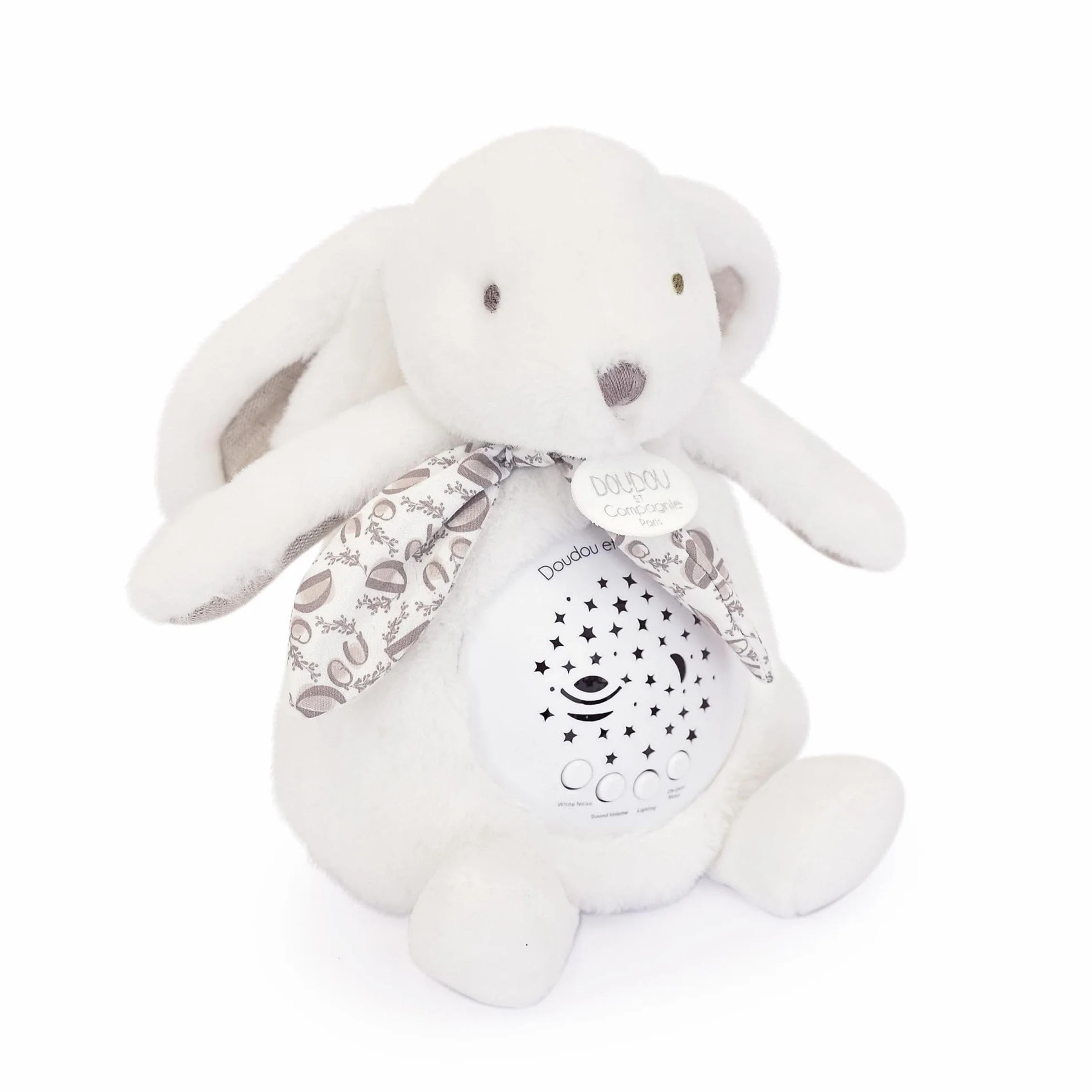 Veilleuse Musicale Lapin blanc avec Projection d’Étoiles – Doudou Peluche Bébé – Cadeau Naissance DC4202