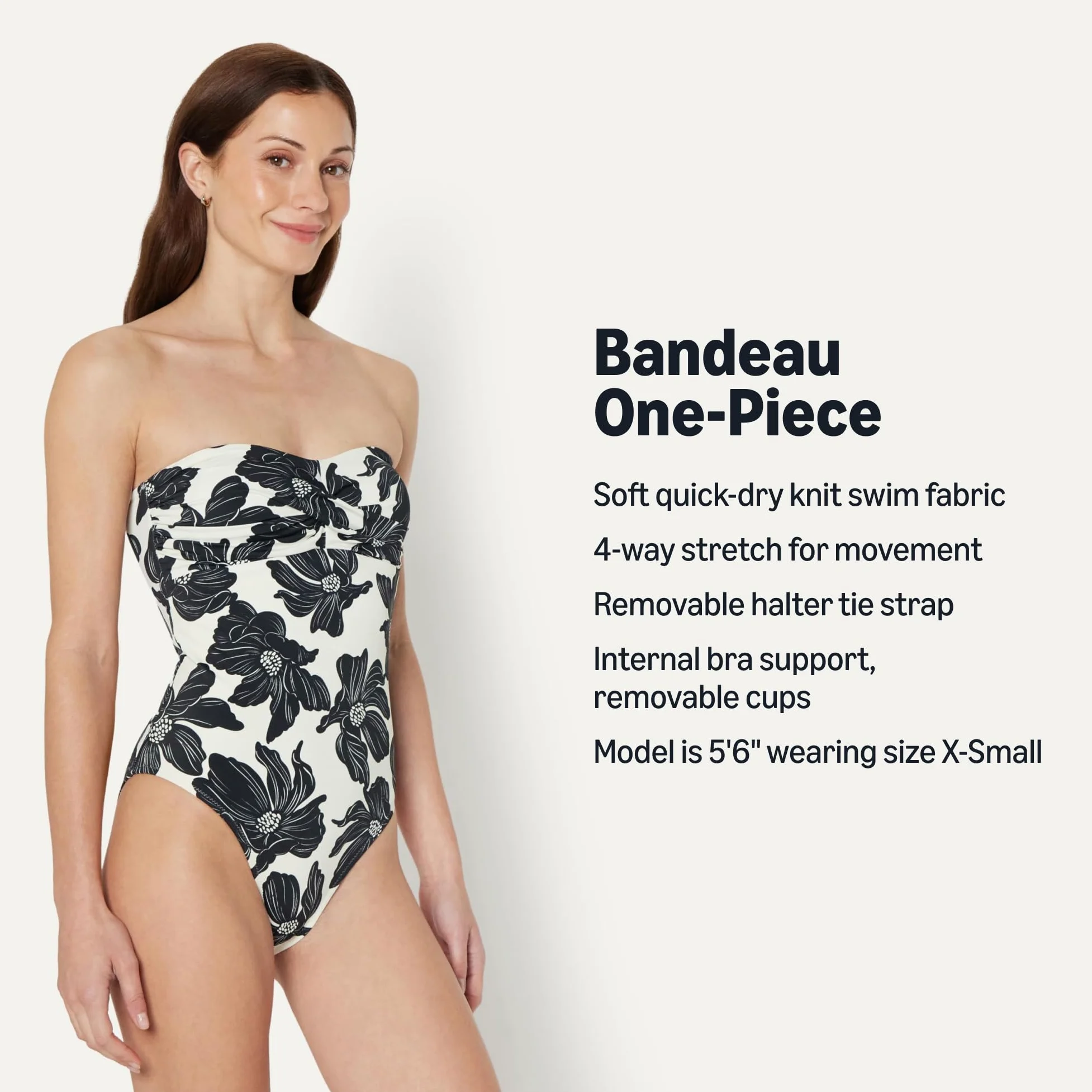 Amazon Essentials Maillot de Bain Une Pièce Style Bandeau Femme