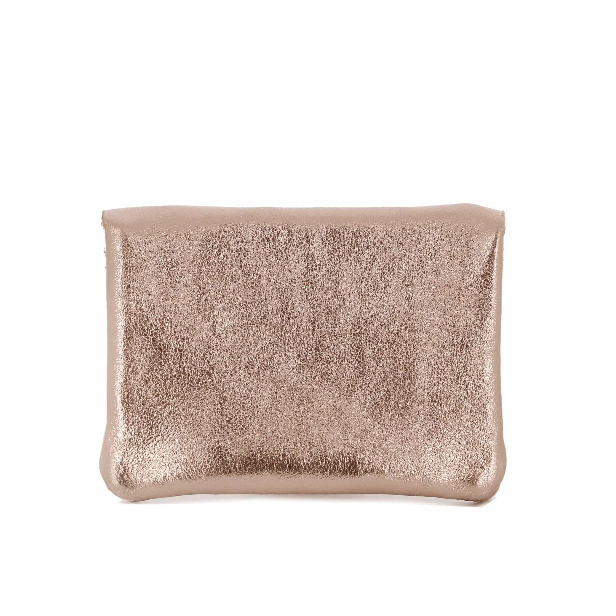 Petit Porte-Monnaie Femme Cuir Irisé Or Rosé Court Mini Portefeuille Fin Italien Brillant Rabat Format Enveloppe Léger Pratique