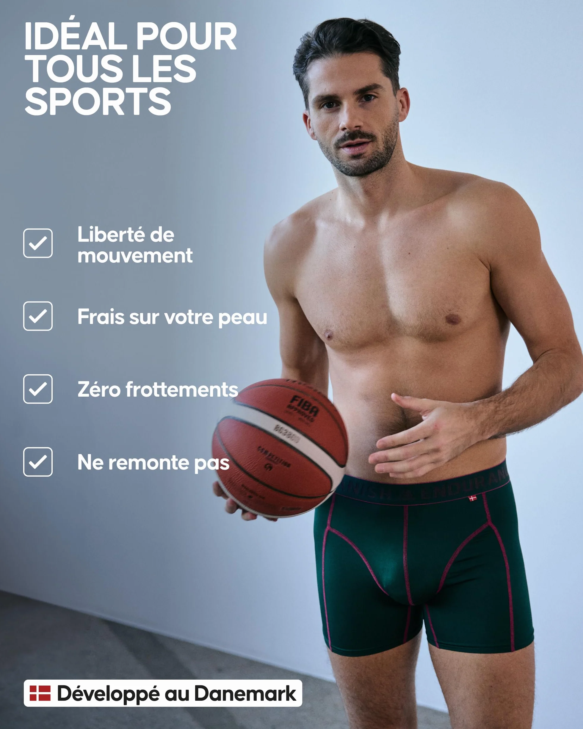 DANISH ENDURANCE Boxers de Course pour Hommes Anti-frottements Lot de 3