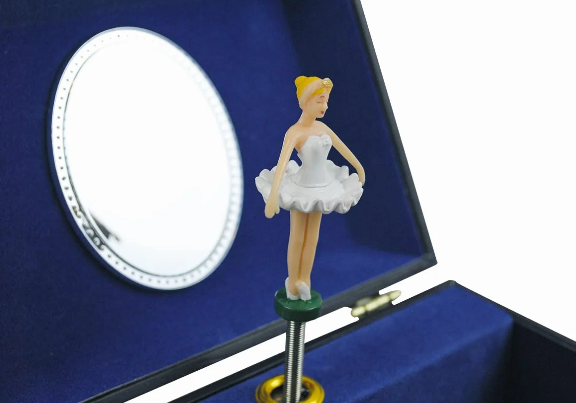Trousselier Ballerine Boîte à bijoux musicale Phosphorescent Brille dans le noir Musique Lac des cygnes Bleu foncé