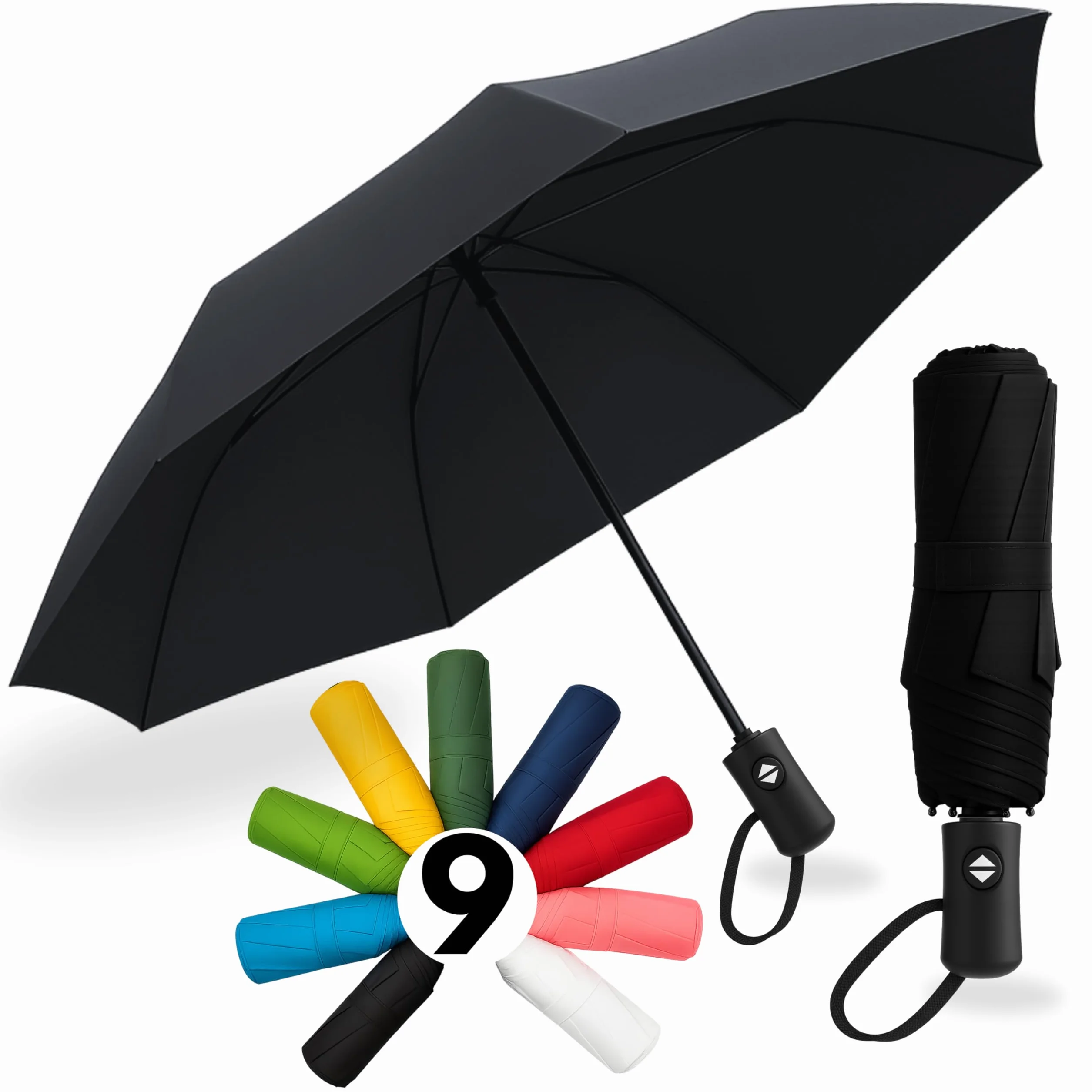 Drytogo Parapluie pliant résistant vent fort 3 tailles Ø95-105 cm automatique