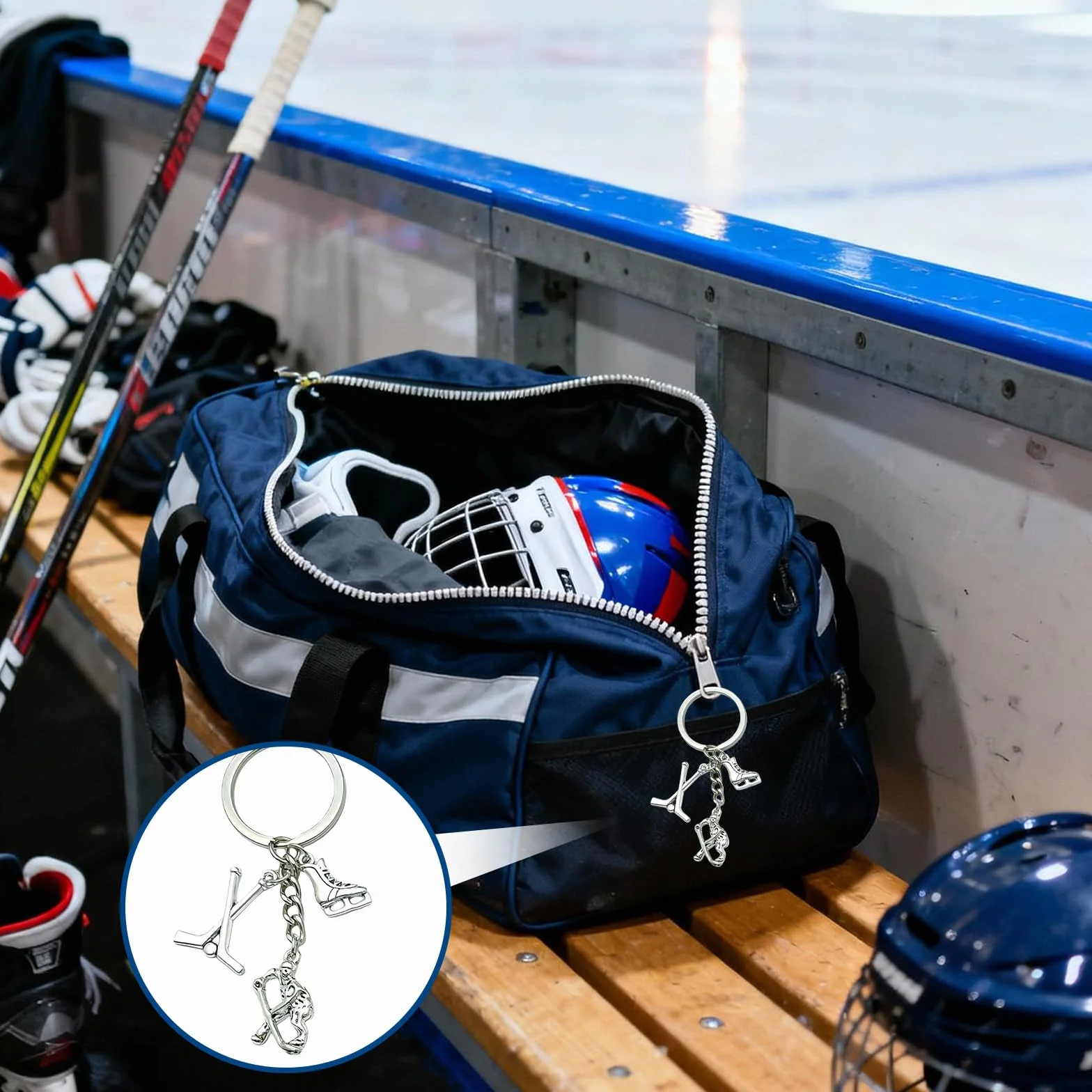 Chaussettes de hockey sur glace pour homme avec porte-clés, ensemble cadeau
