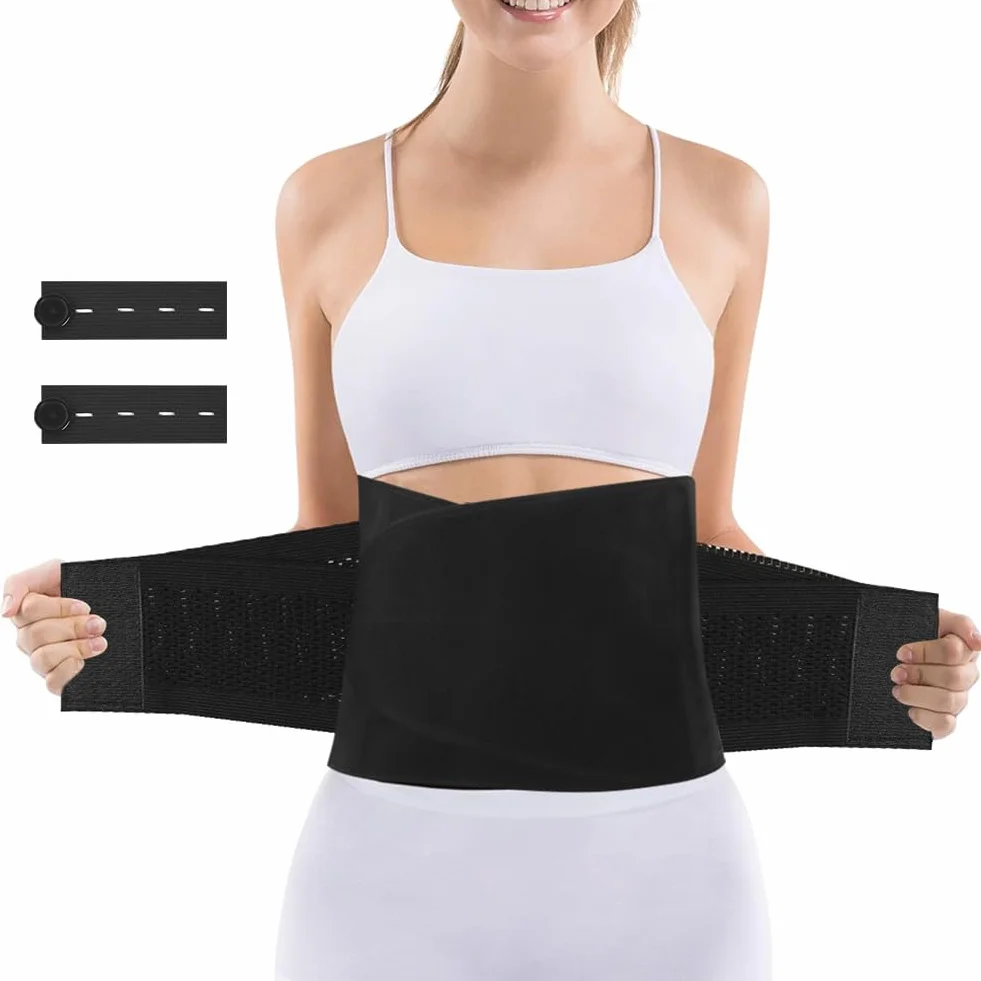 ACWOO Ceinture Post Accouchement Récupération Abdominale Gainante avec Extenseurs de Taille Réglable Respirant Ventre Plat Gaine Post-Partum
