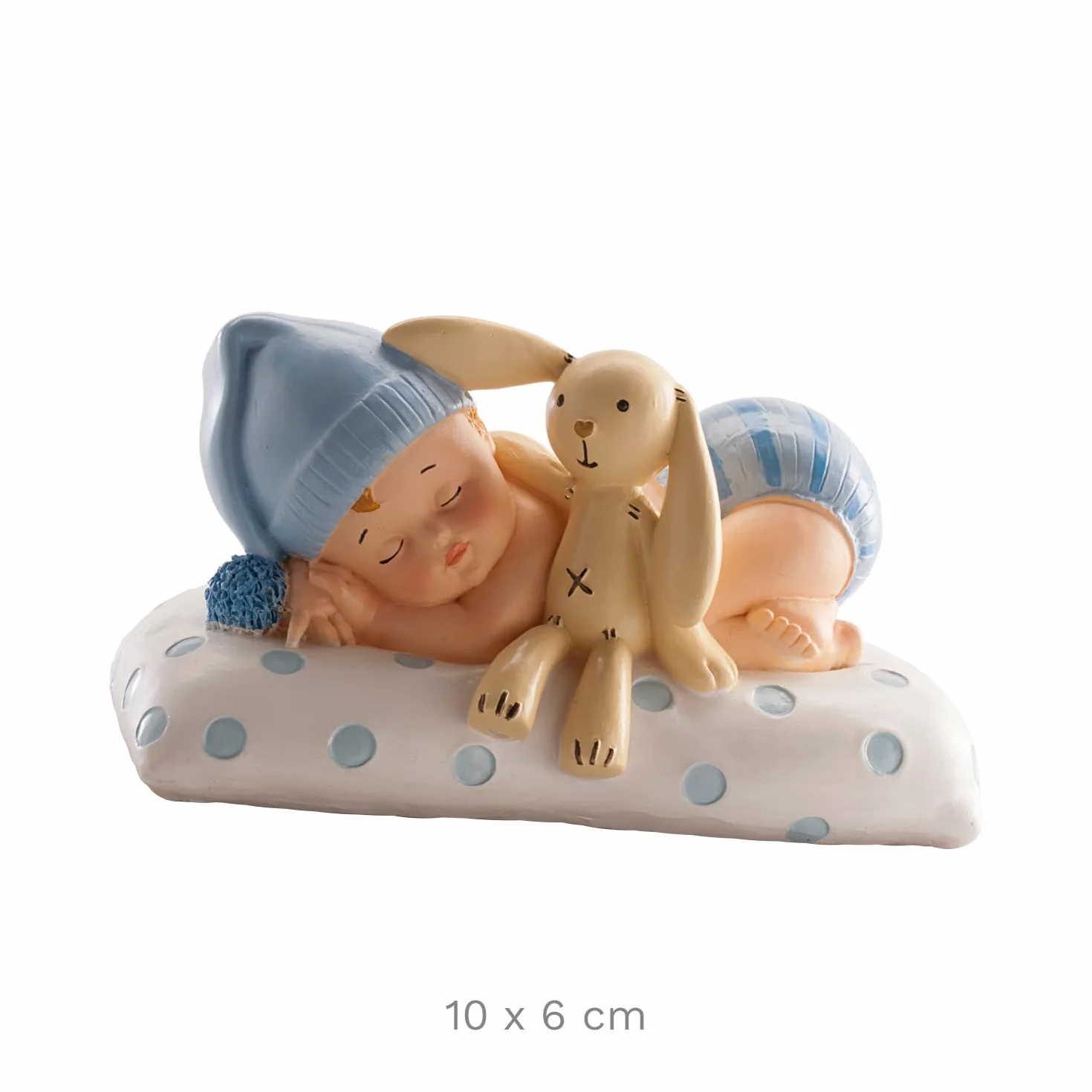 Figurine en résine Cigogne avec Bébé Endormi 10 cm Décoration Gâteau Baptême Garçon Cake topper