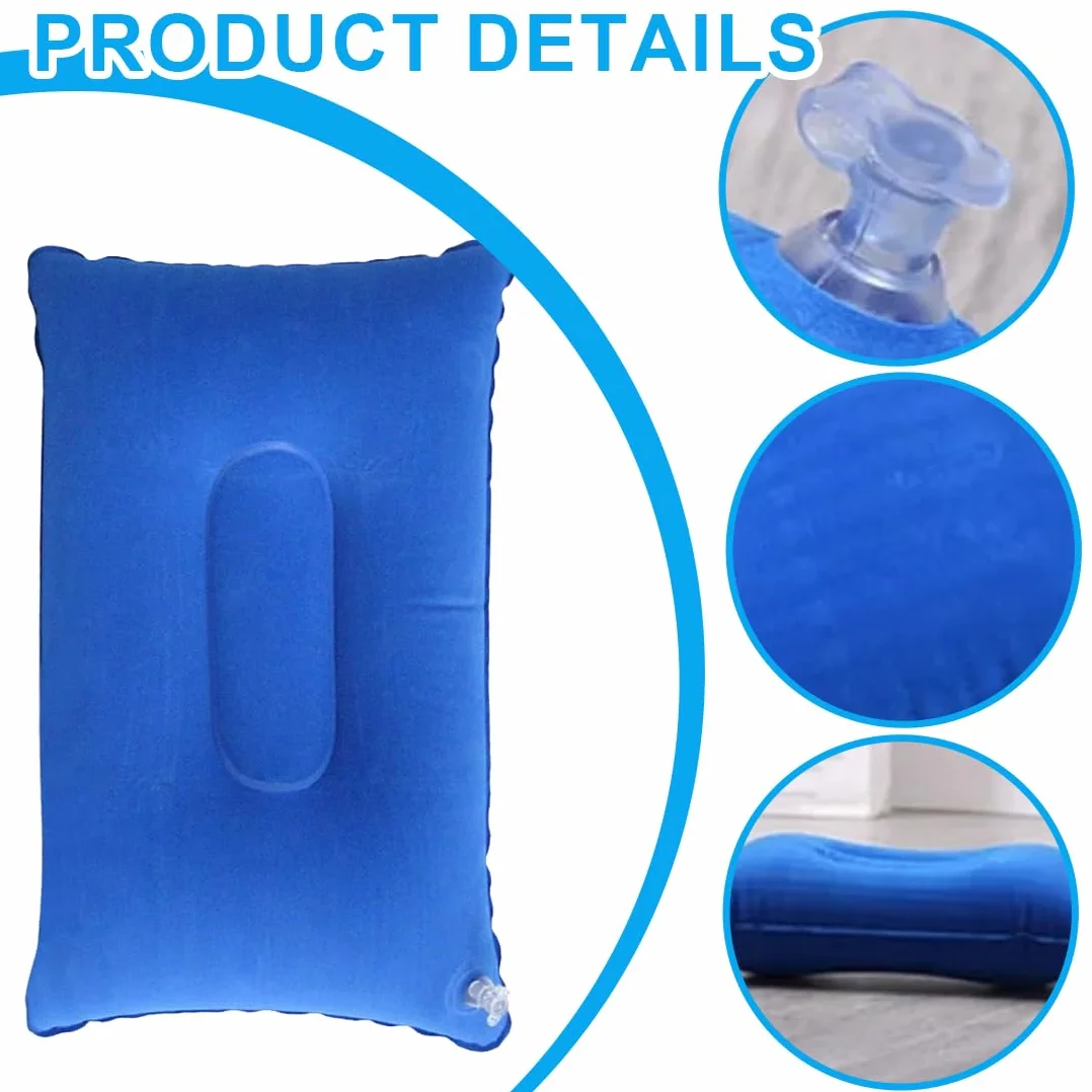 Lot de 2 coussins gonflables 34 x 22 cm bleu voyage camping