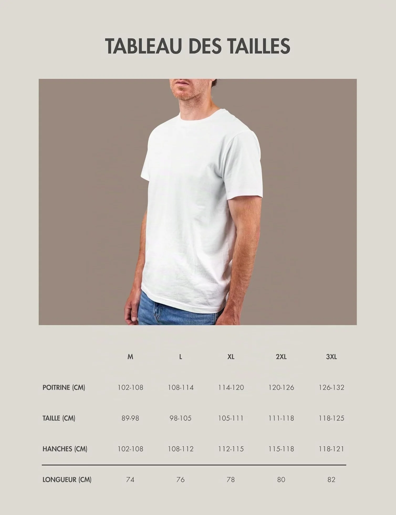 Lot de 4 T-Shirts Homme 100% Coton Tailles M à 3XL Blanc Noir Gris Bleu Marine
