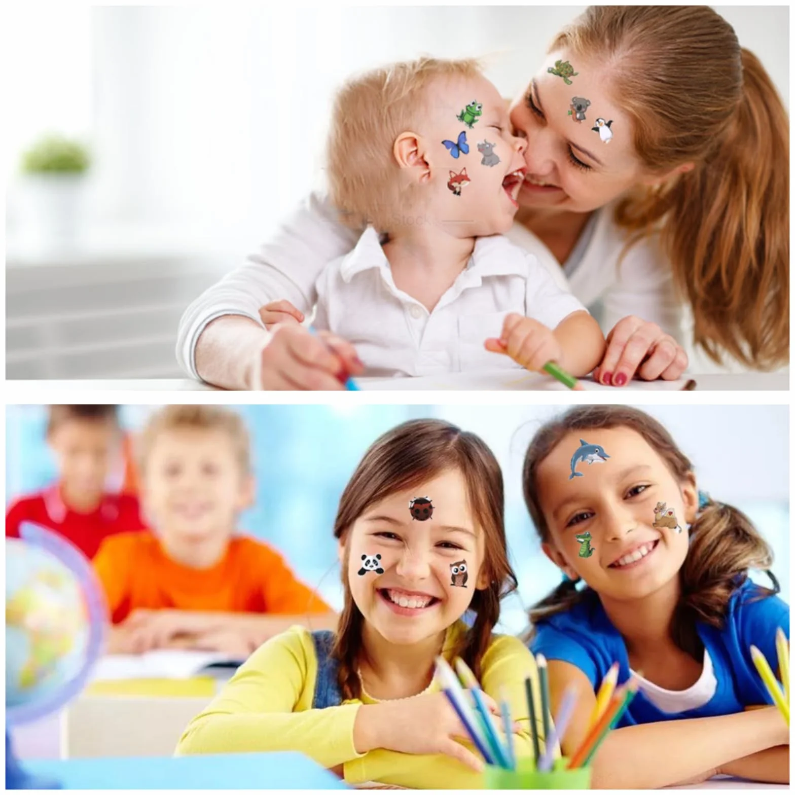 Autocollants Animaux Enfants 6-7 cm 50 Pièces