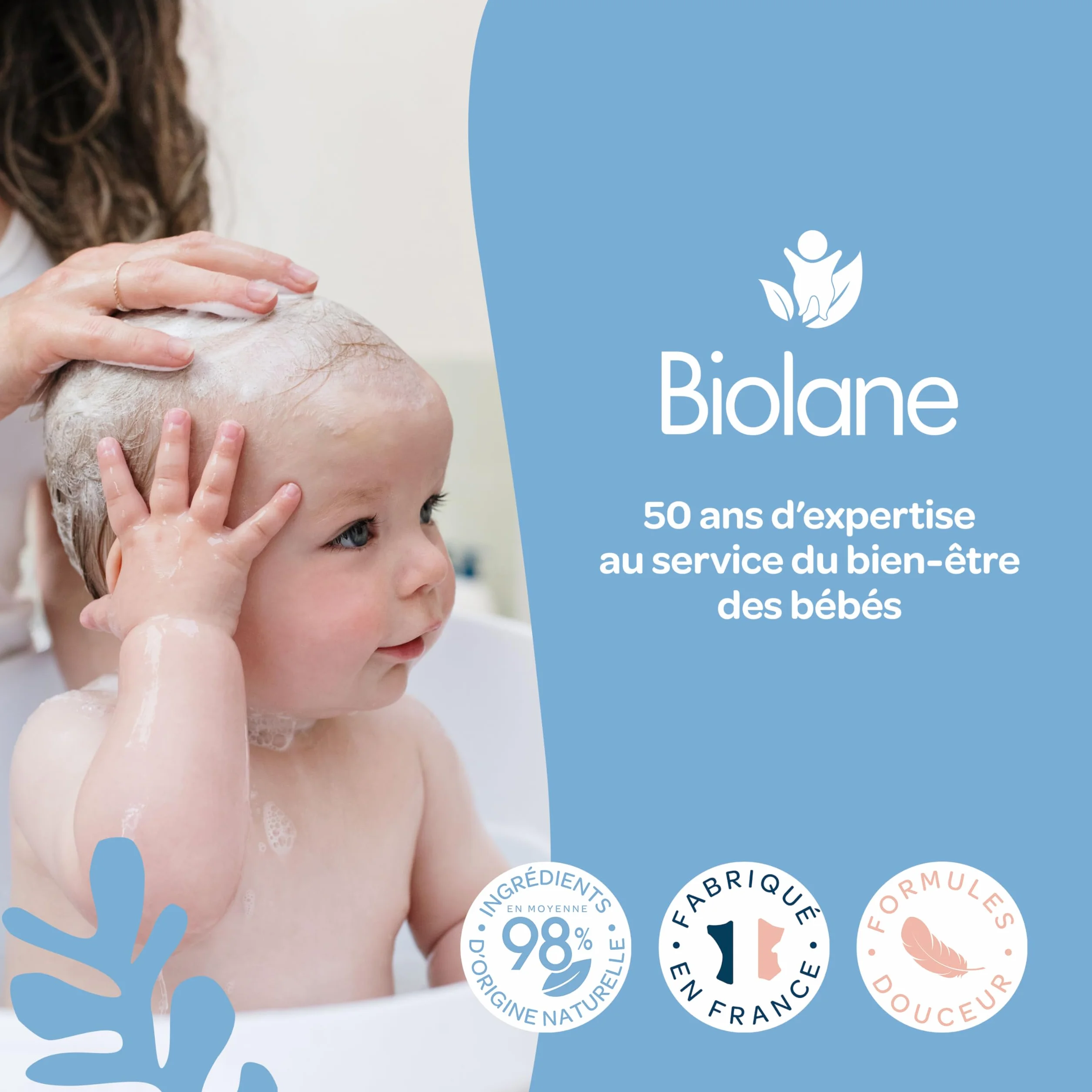 BIOLANE Shampoing Doux Bébé Démêlant Cheveux Lin Français 350 ml