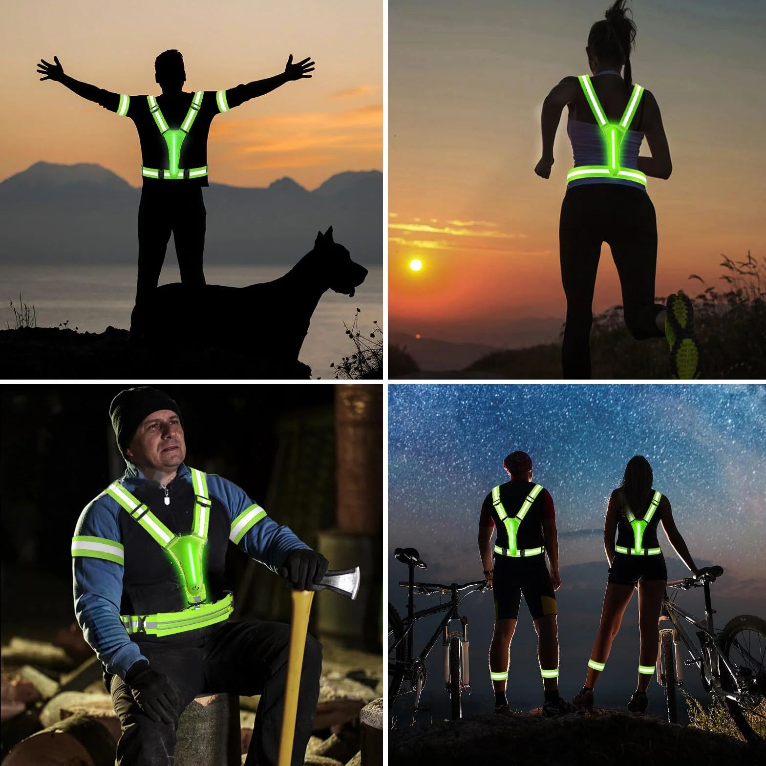 Gilet de sécurité LED réfléchissant élastique réglable vélo cyclisme nuit