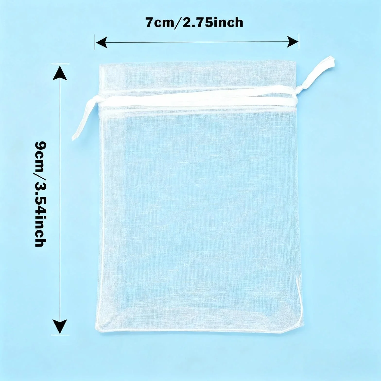 Sachet Organza 100 Pièces 7x9cm Sac Cadeau Mariage Blanc Cordon Satin