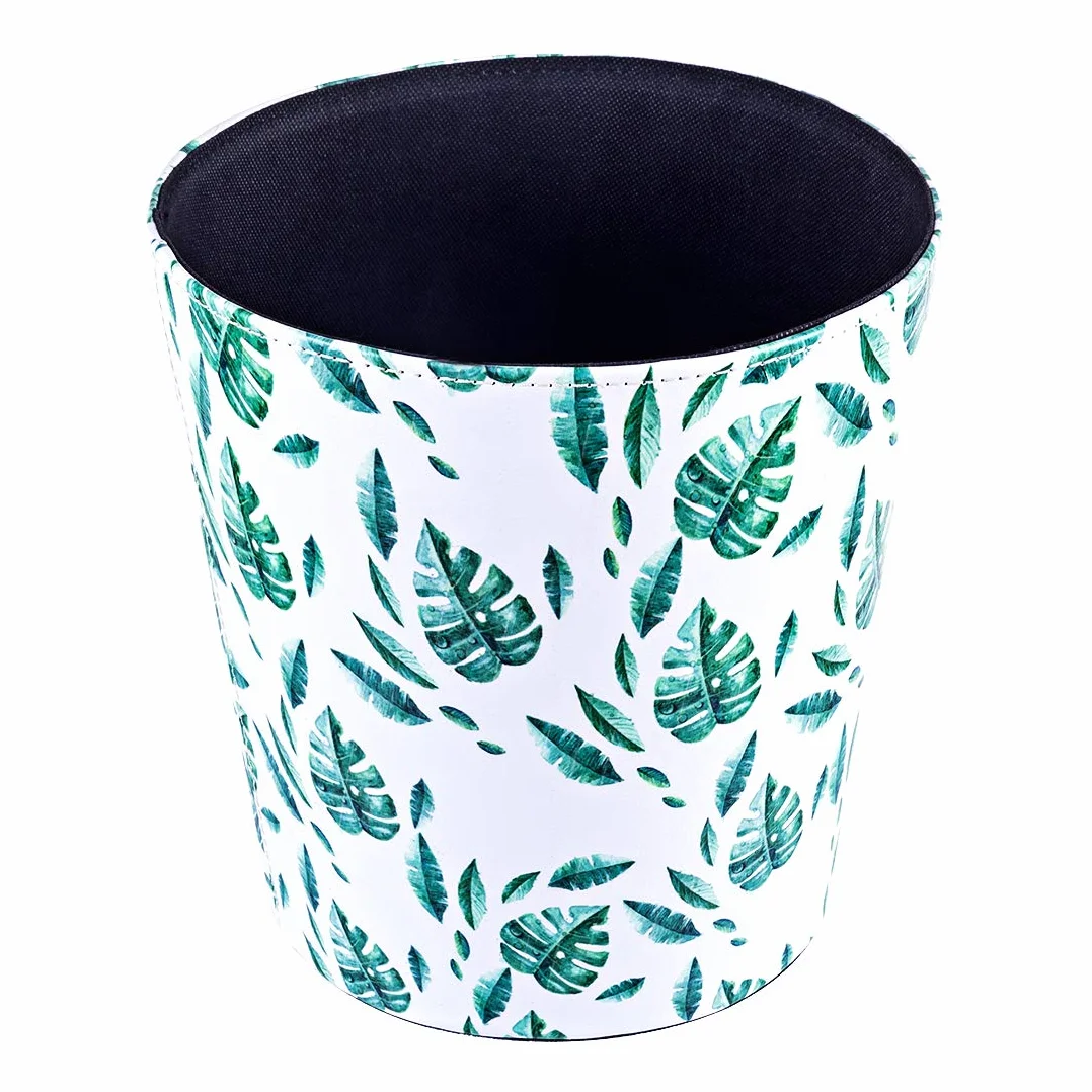 Poubelle en cuir étanche 10 L pour chambre d'enfant vert tropical
