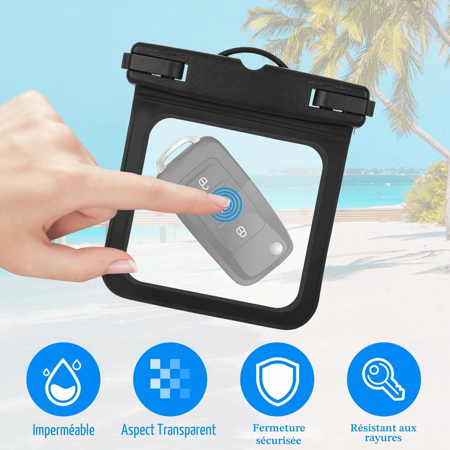Lot de 2 petites pochettes étanches submersibles pour natation et surf