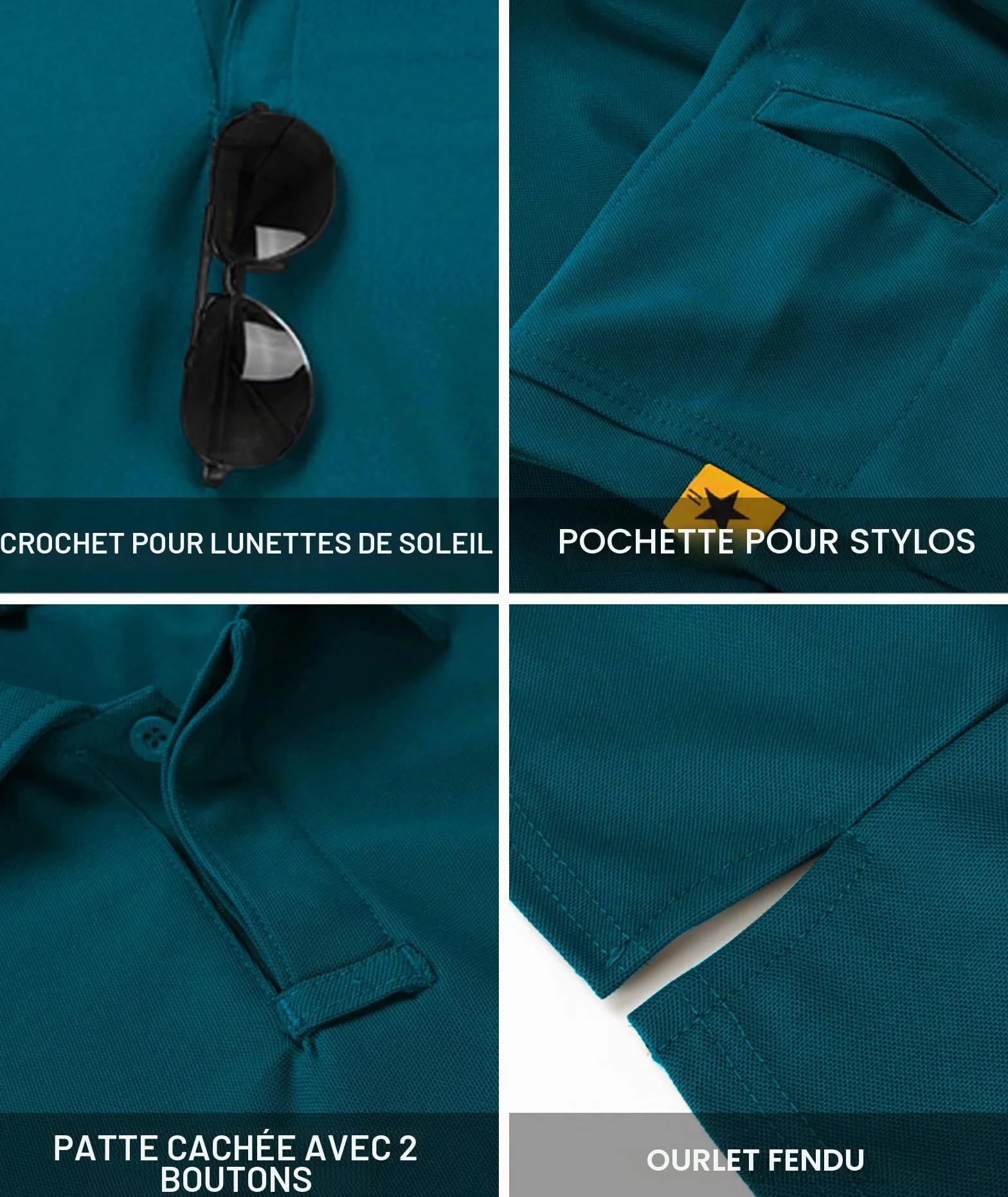 Polo Hommes Manches Courtes Séchage Rapide Golf Tennis T-Shirts Sport Regular Fit