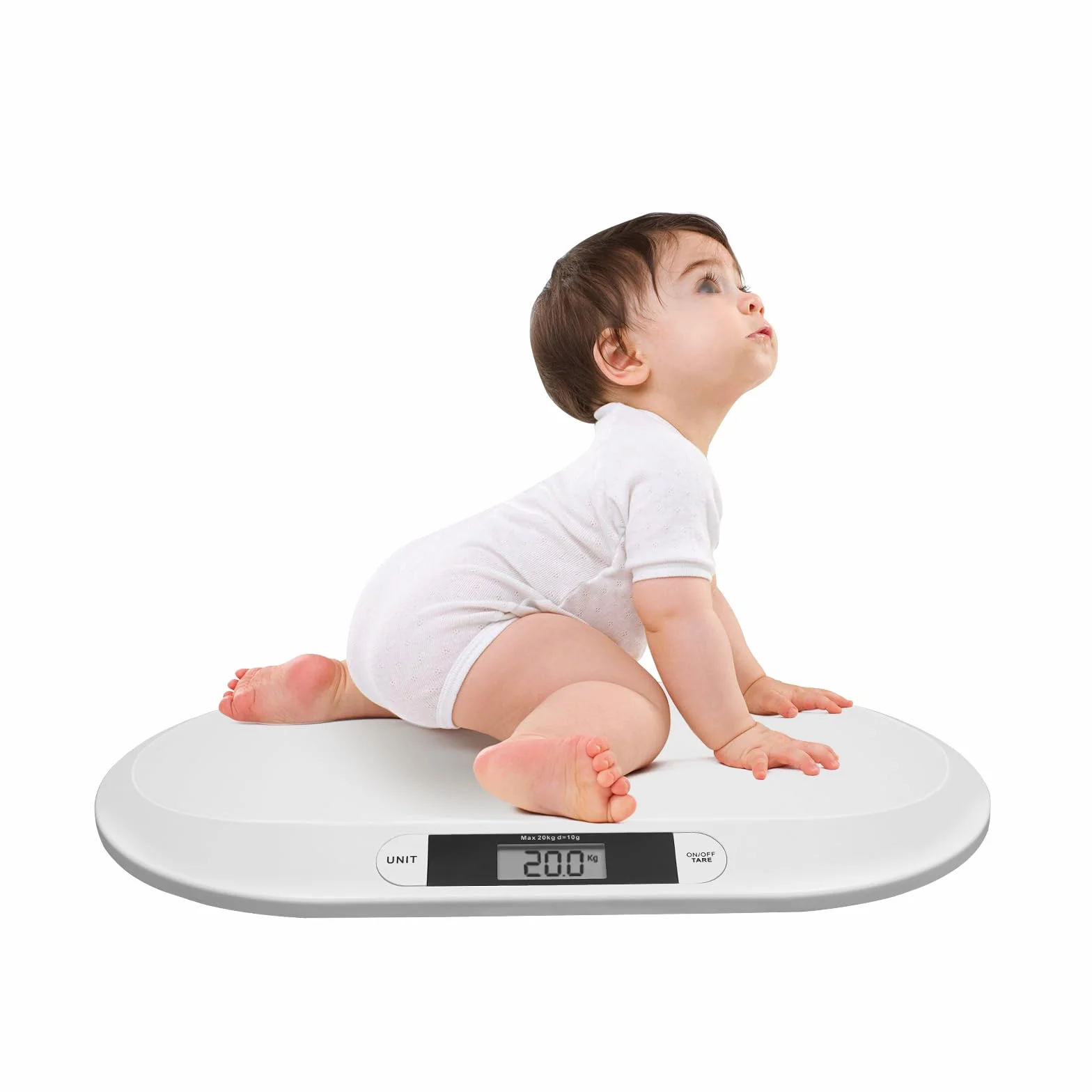 Pèse-bébé numérique 20 kg écran LCD fonction tare 3 unités kg/lbs/st blanc