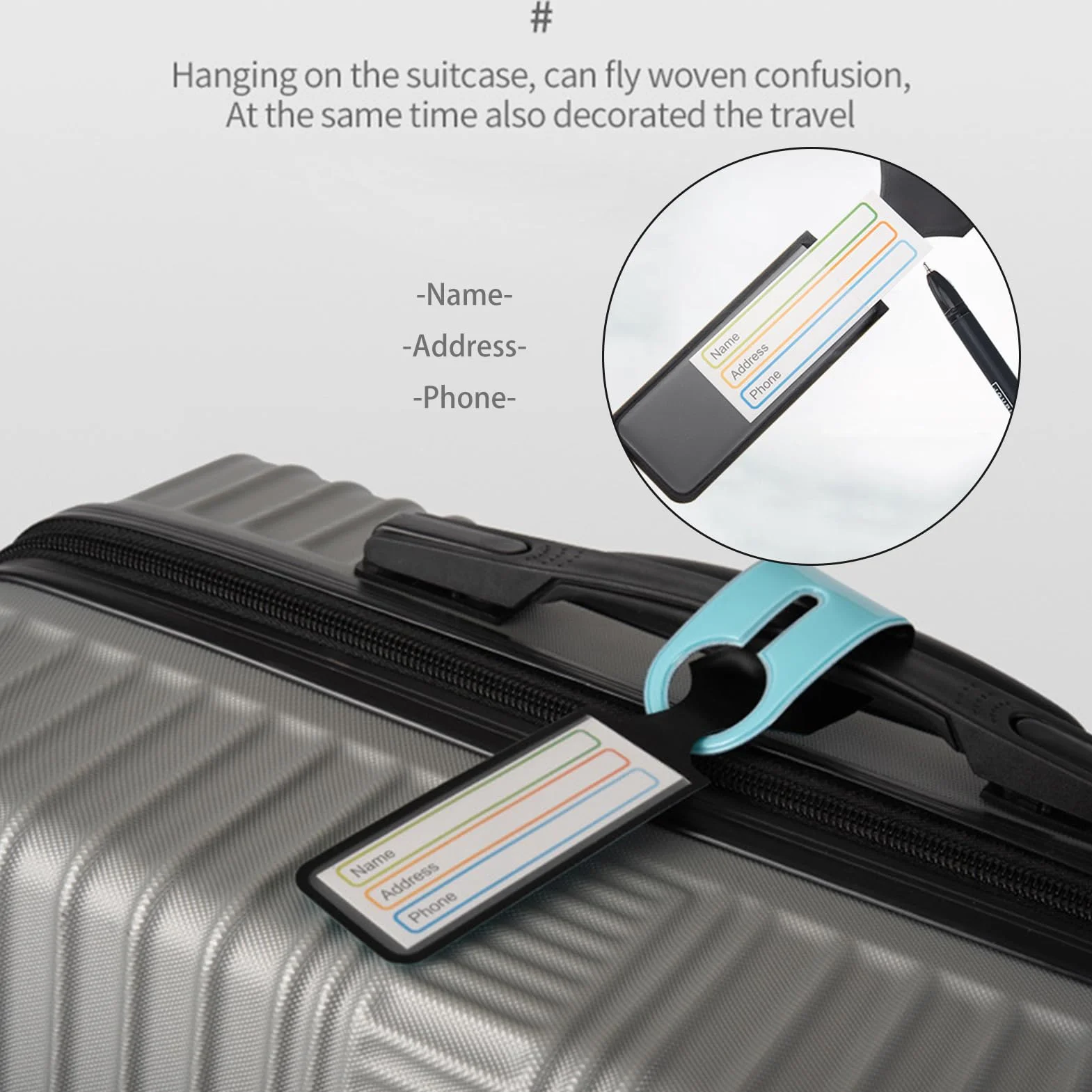 Veki Étiquettes à Bagages en PVC, Étiquettes d'Identification de Valises Étanches Multicolore A