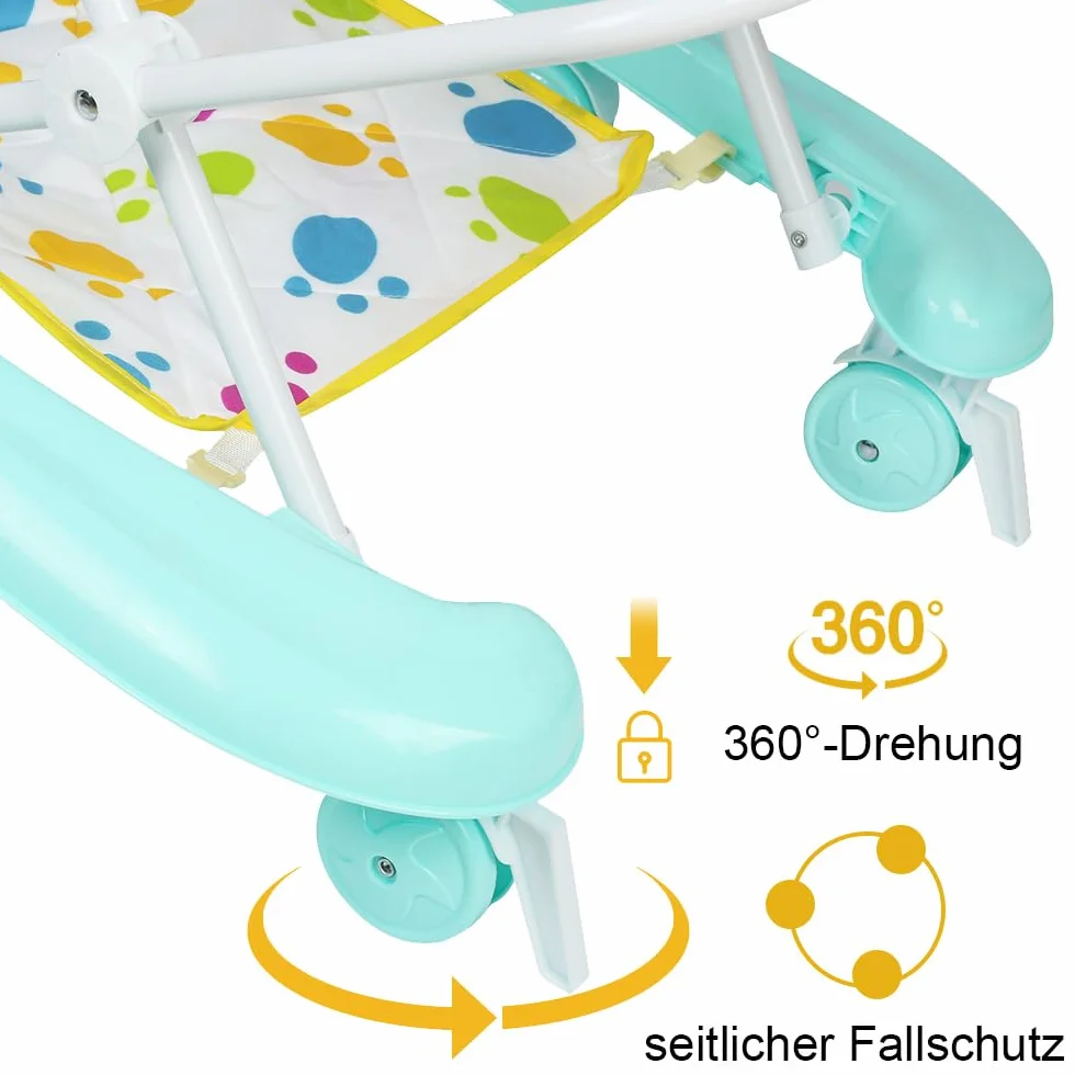 OHMG Trotteur 4 en 1 bébé avec plateau d'alimentation amovible, musique et lumières, pliable, centre d'activités avec basketball stand