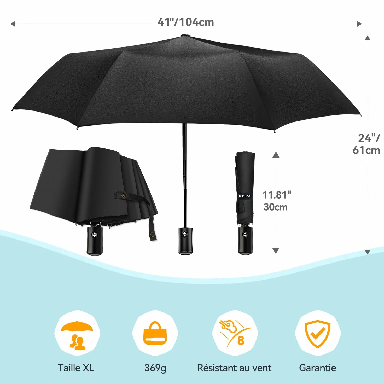 Parapluie Pliant Automatique Homme Femme Résistant à la Pluie Compacte Poignée Non Glissante