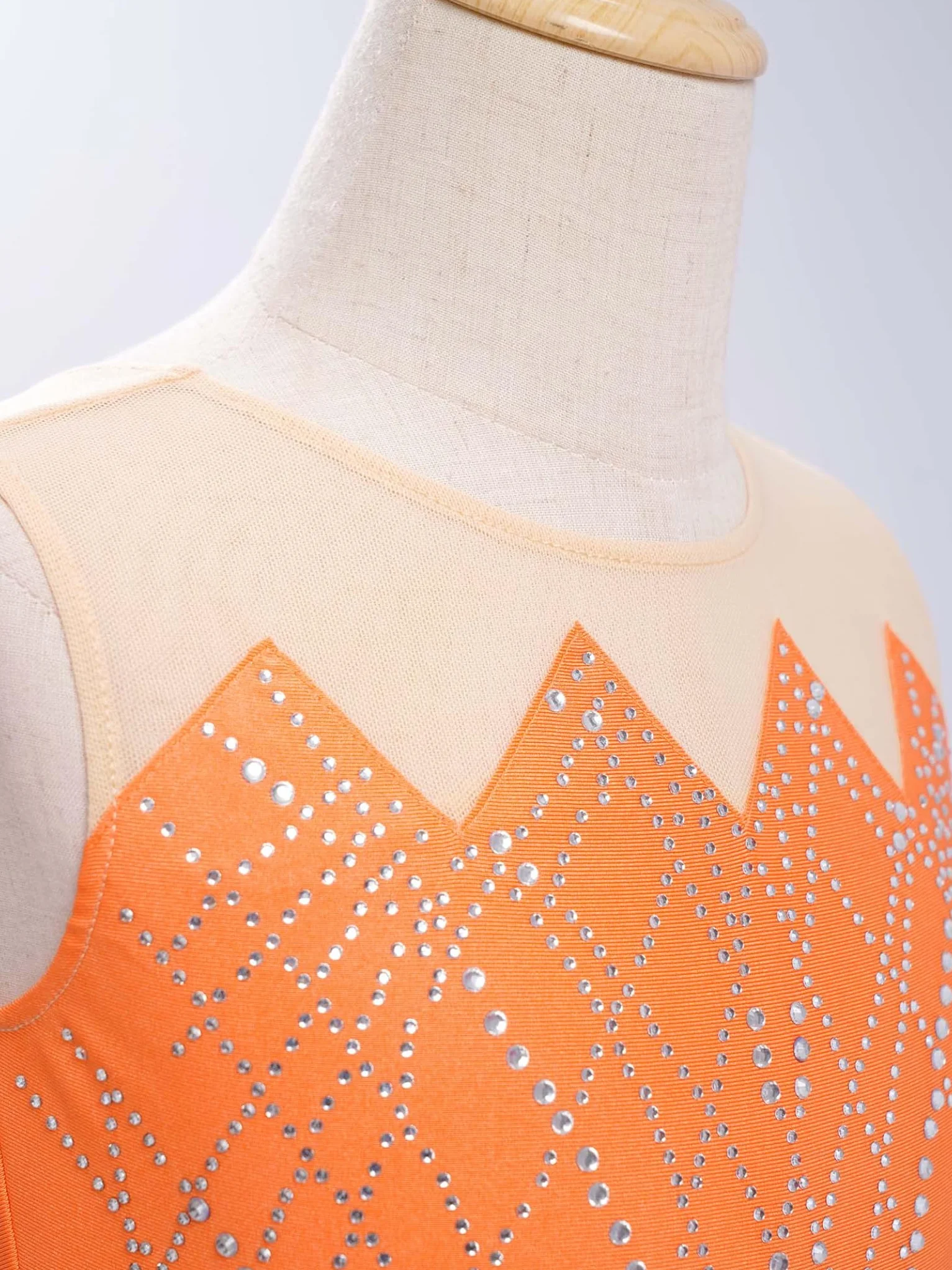 Robe Patinage Artistique Fille Justaucorps Strass sans Manches Gymnastique Danse