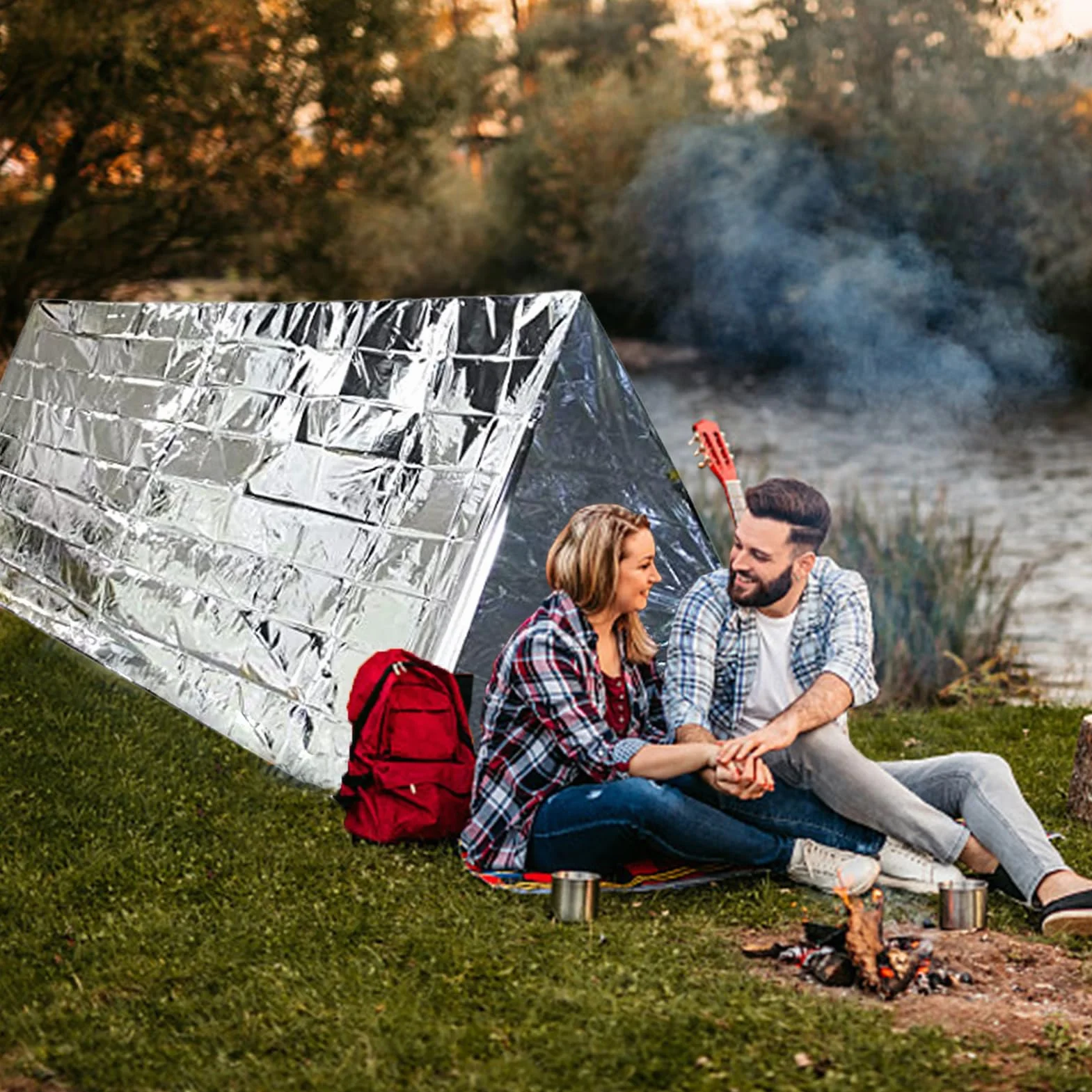 Couverture De Survie Thermique Spatiale Réutilisable pour Camping Randonnée Hiver