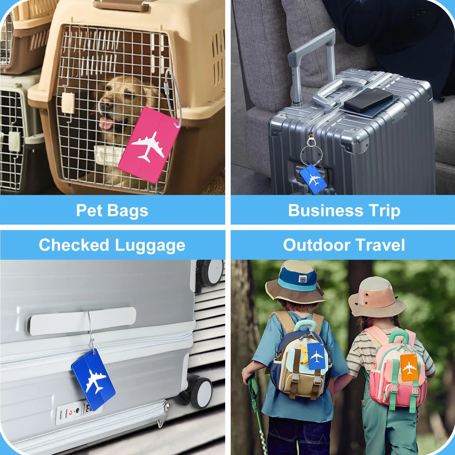 Étiquette Valise Aluminium 10 Pièces avec Carte PVC Étanche, Porte Nom Bagage Avion, Étiquettes Bagages Voyage (10 Couleurs)