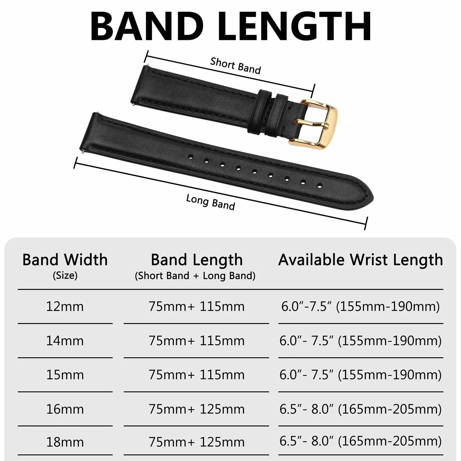 BISONSTRAP Bracelet de Montre en Cuir Dégagement Rapide Compatible 12-20mm