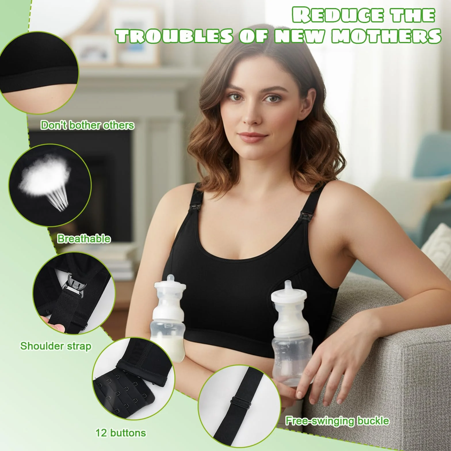 Soutien Gorge Allaitement sans Couture Ajustable avec Boucle d'extension pour Confort