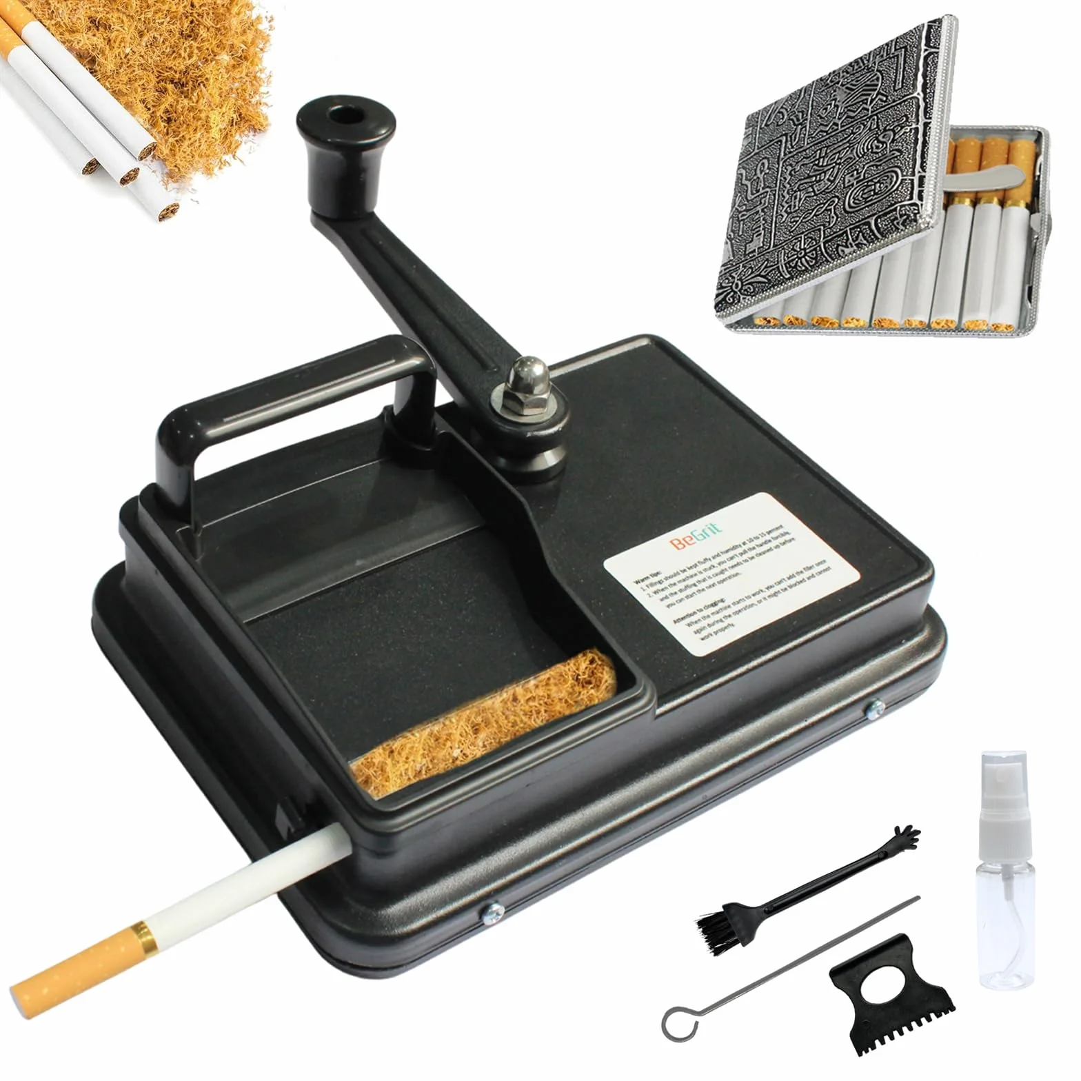 BeGrit Machine à Tuber φ 8mm avec étui à Cigarette, Tubeuse Cigarette