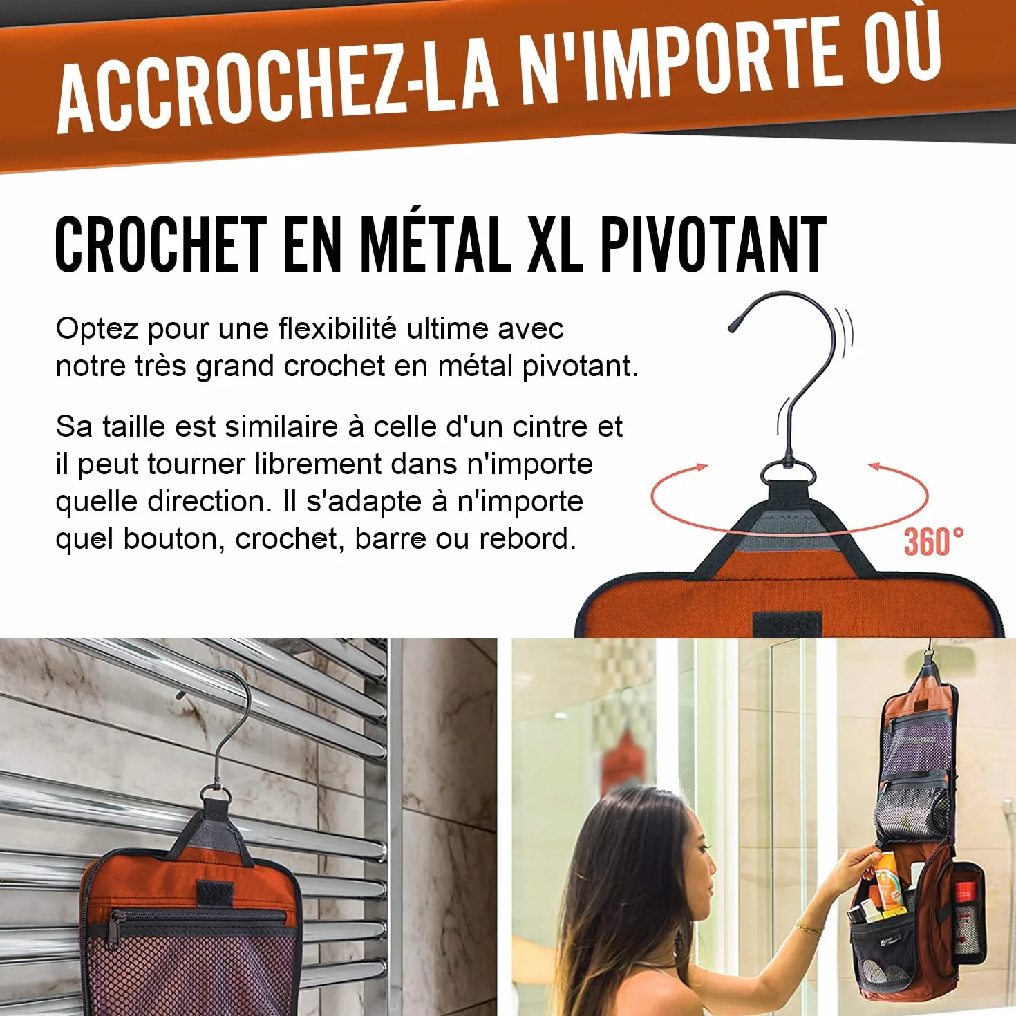 D&D Trousse De Toilette De Voyage À Suspendre Grand Rangement Cosmétiques