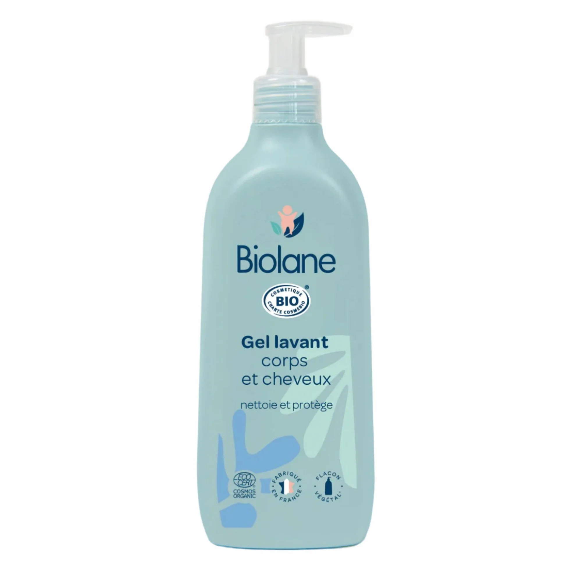 BIOLANE Gel douche corps et cheveux 2 en 1 Certifié BIO 500ml 97% Origine Naturelle Peaux Sensibles Fabriqué en France