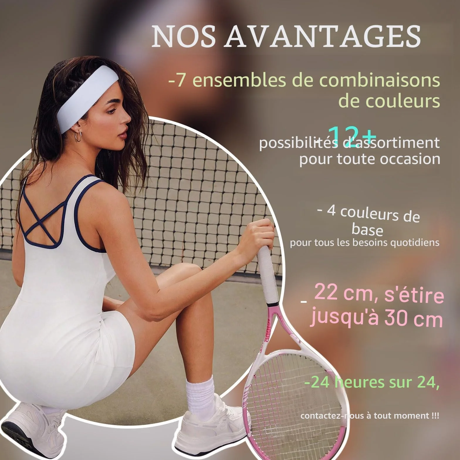 Bandeau Cheveux Femme 7 pcs Élastique Antidérapant Headband Sport Yoga