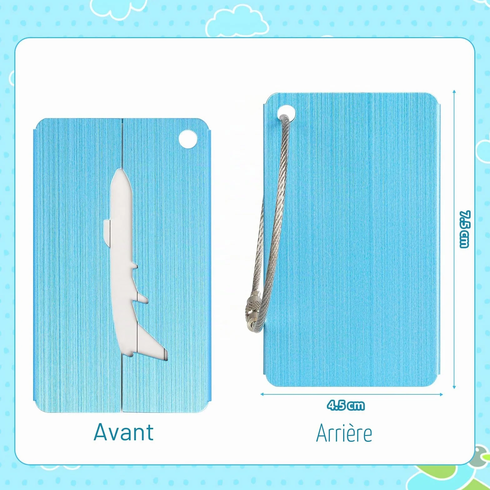 Alyvisun Etiquette Valise Métal 5 Pièces avec Carte Informations 7,5x4,5 cm