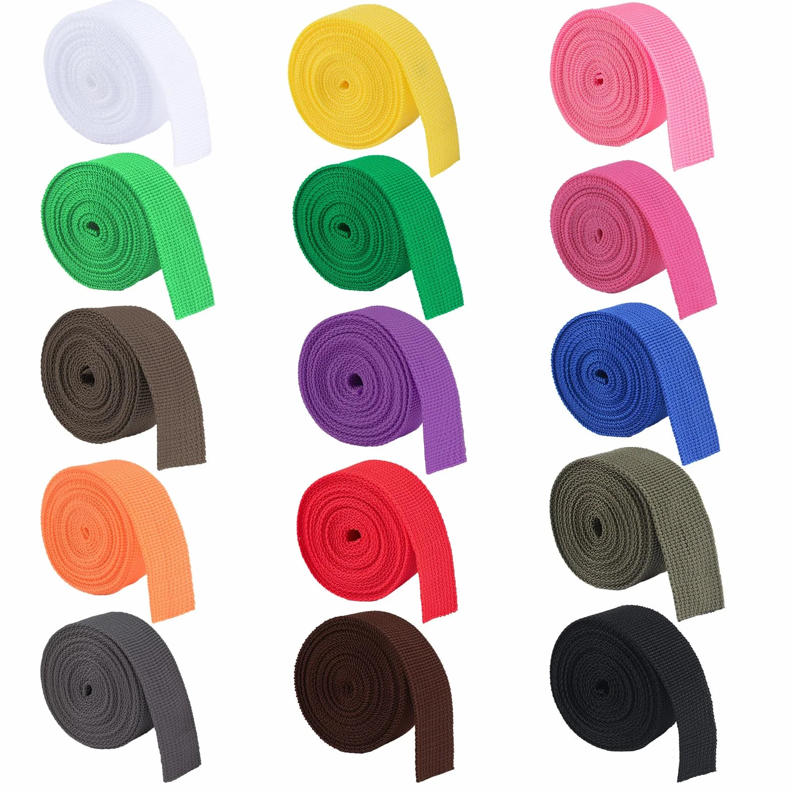 WANDIC 15 Rouleaux Sangle Couture 25mm Polypropylène Coton 27.6M Ruban Tissé pour Sac