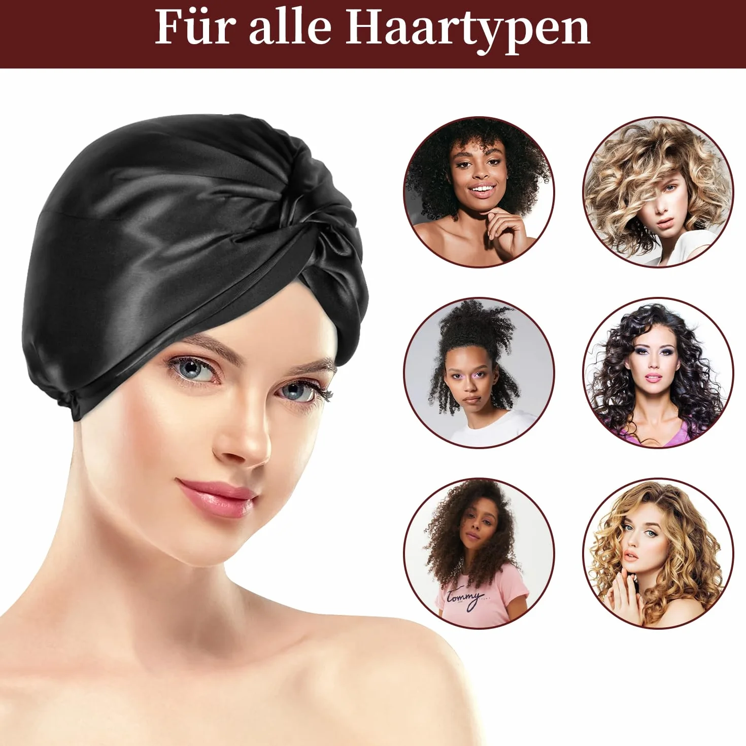 Bonnet en soie double couche réglable en satin avec élastique à cheveux pour femme et fille