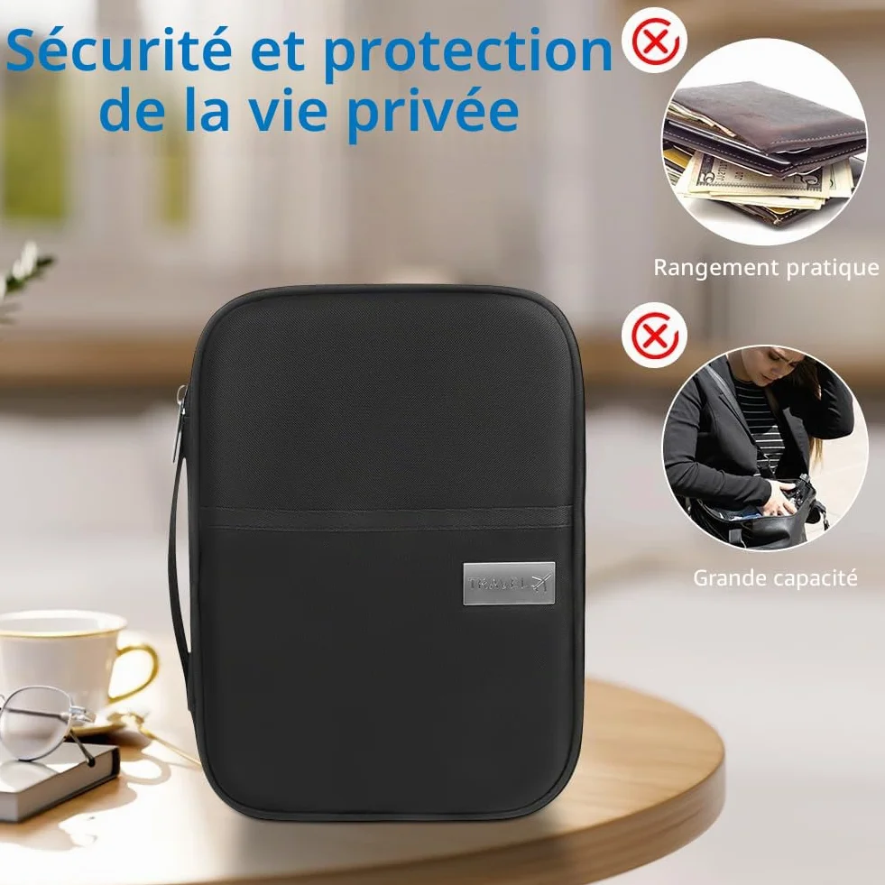 Aucuu Portefeuille Passeport Familial Étanche Organisateur de Voyage pour Passeports, Cash, Cartes d'ID