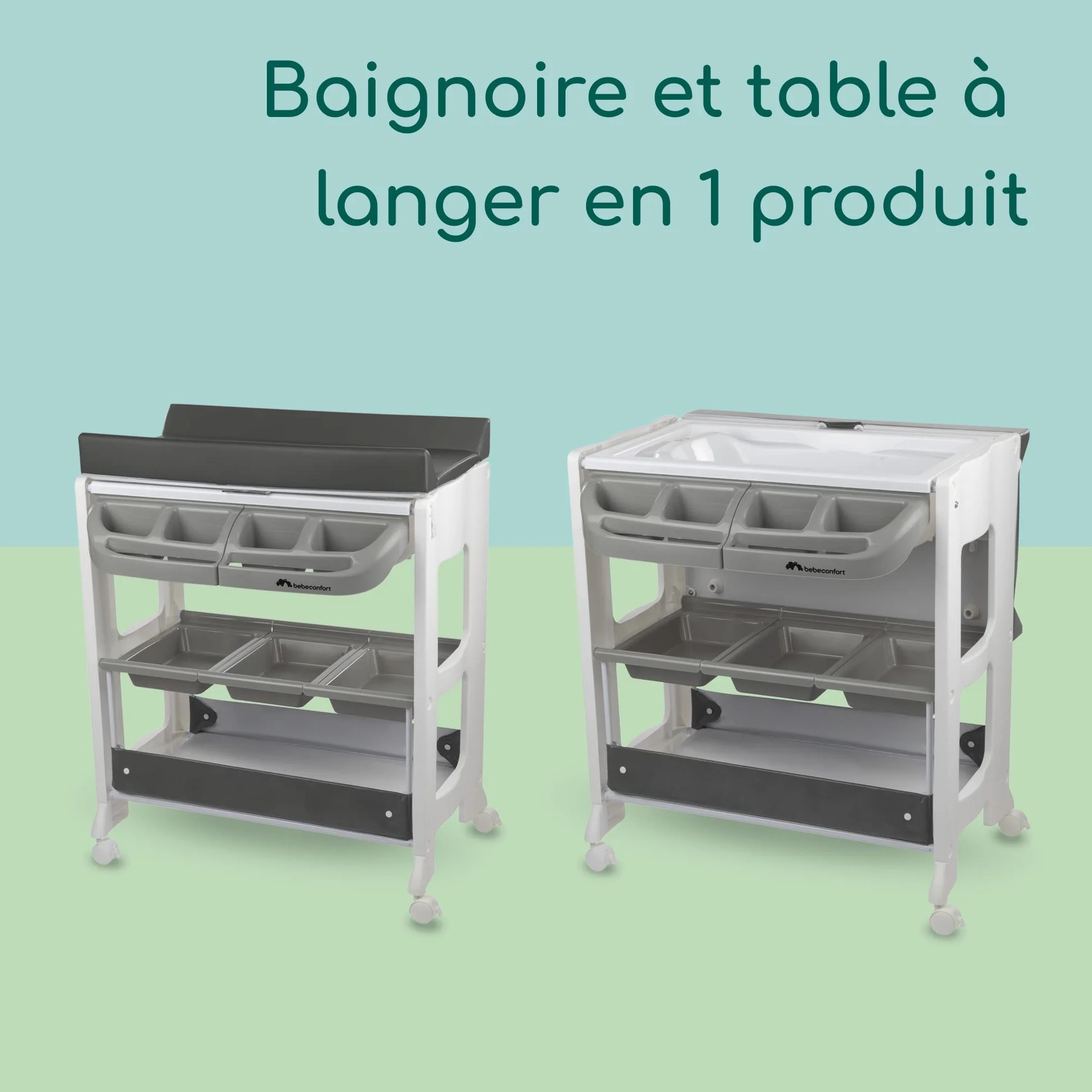 Bebeconfort Dolphy Baignoire Table à Langer Bébé 0-12 Mois 11 kg Gris