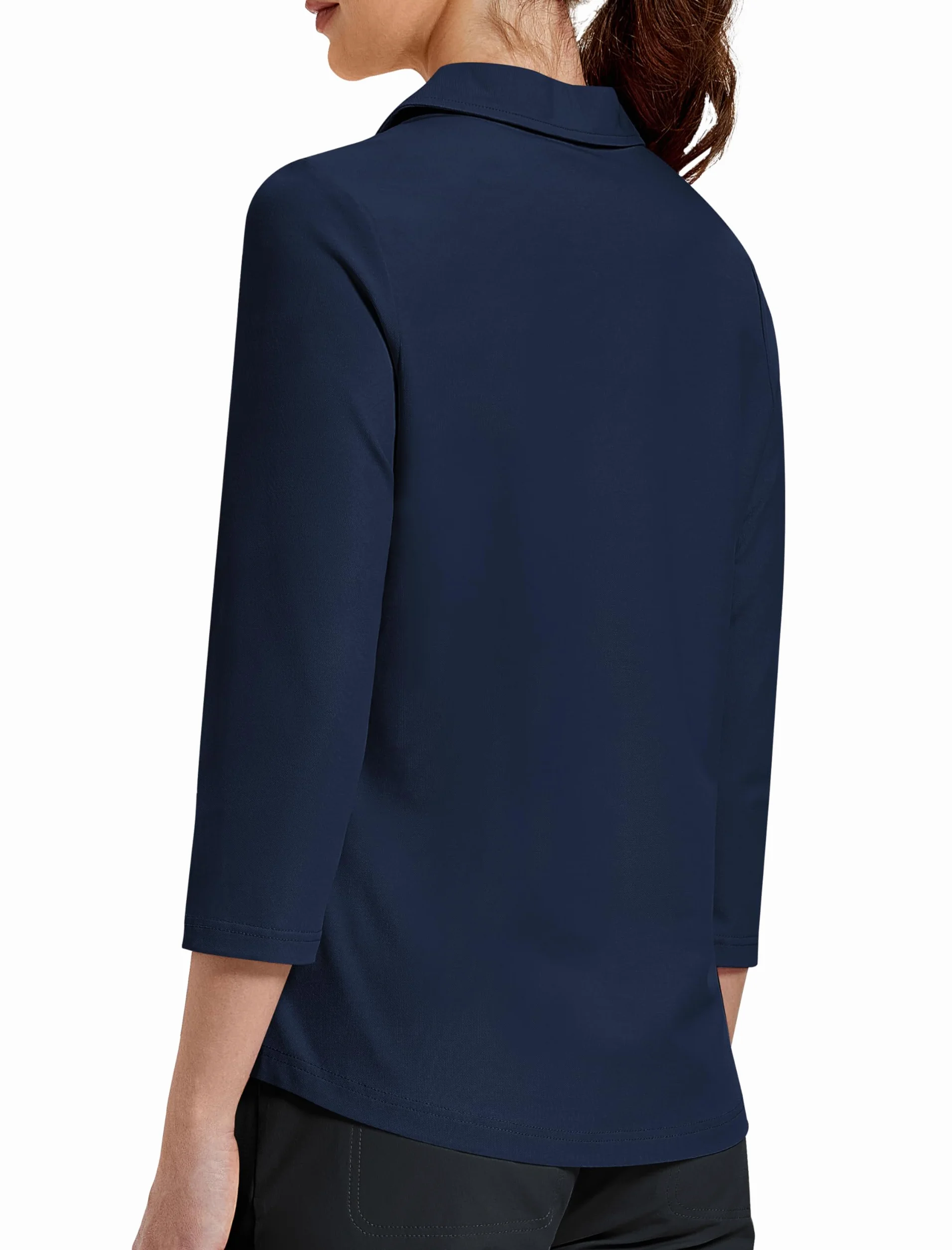 MoFiz Poloshirt Femme Manches 3/4 Coton UPF50+ Golf Polo Sport d'été