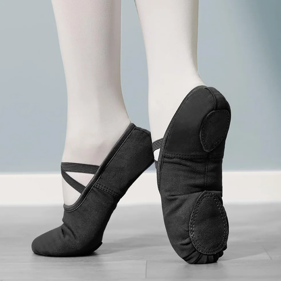 flintronic Chaussure de Ballet Danse Toile Gymnastique Yoga Chaussons Ballerine pour Enfants Filles Femmes