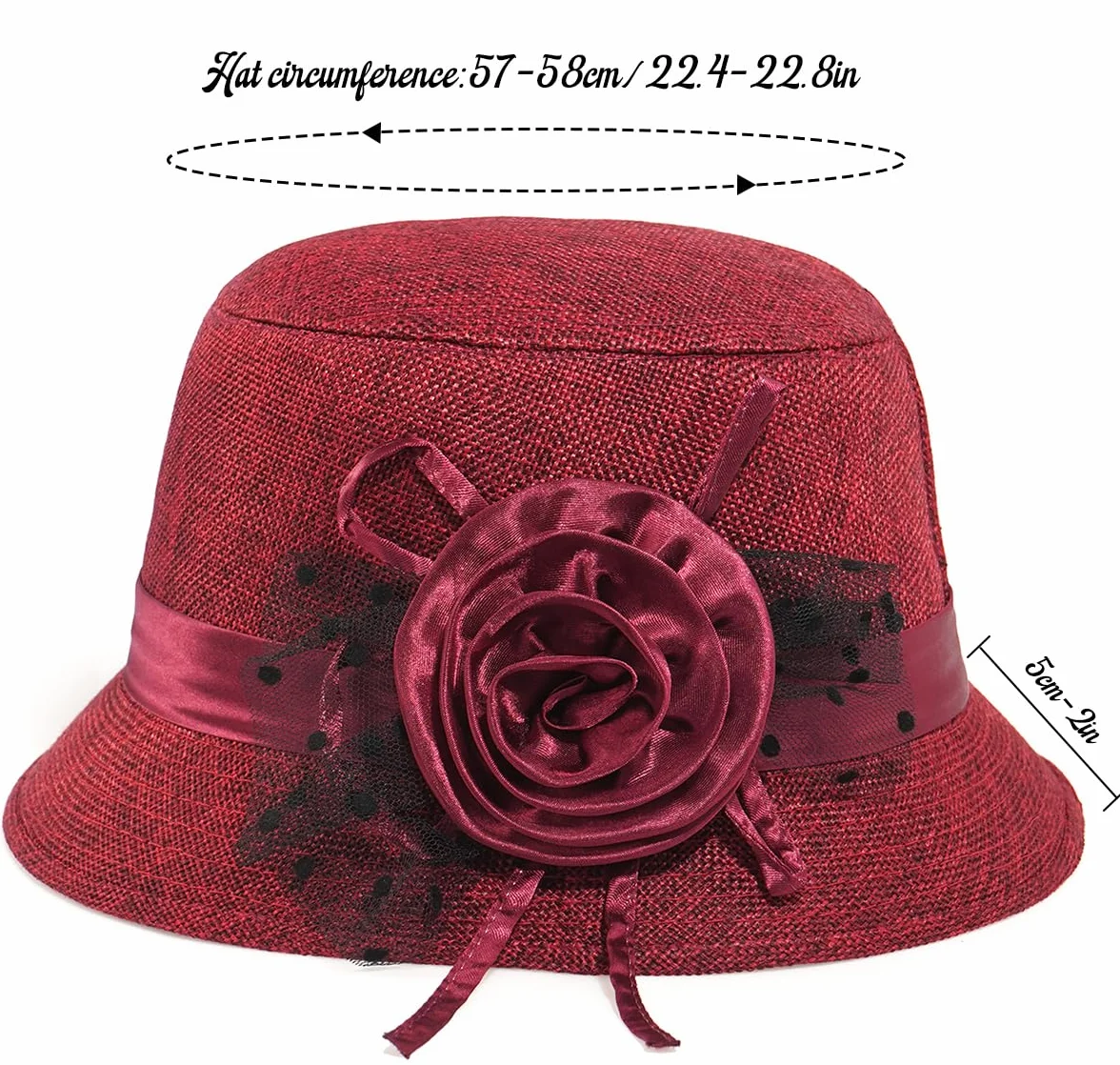 Initlove Chapeau cloche vintage pour femme - Chapeau melon floral mariage