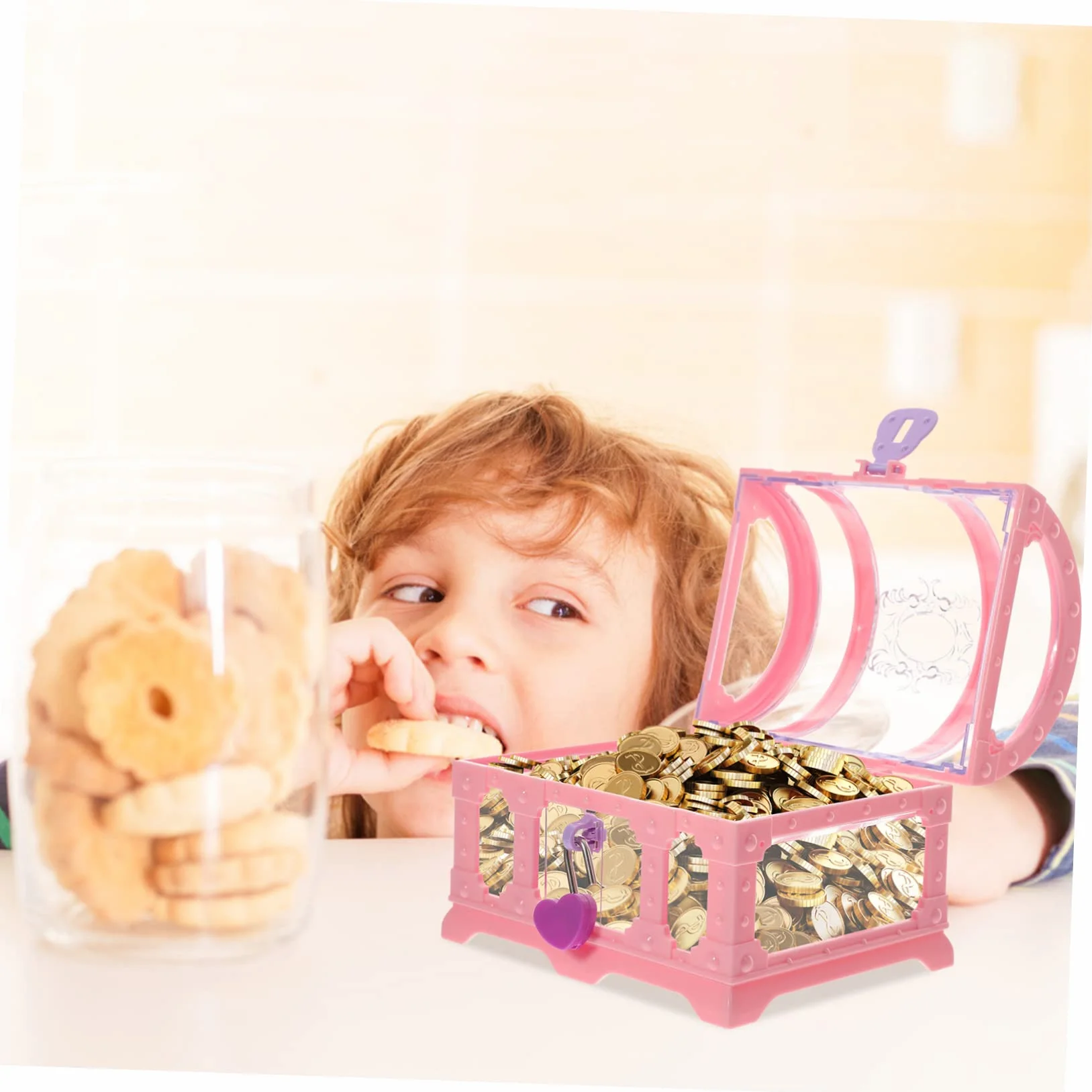 Coffre Trésor Pirate pour Enfants avec Serrure Boîte à Jouets et Bijoux Compacte 5.51 x 4.33 x 4.13 Pouces