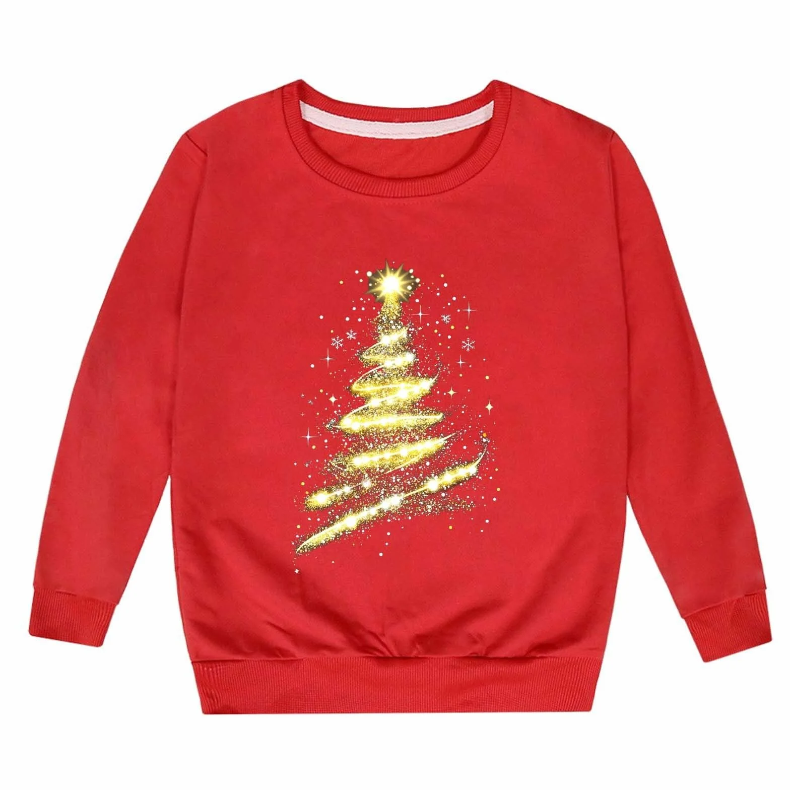 Sweat à Capuche Fille Manches Longues Col Rond Impression Noël Automne Hiver