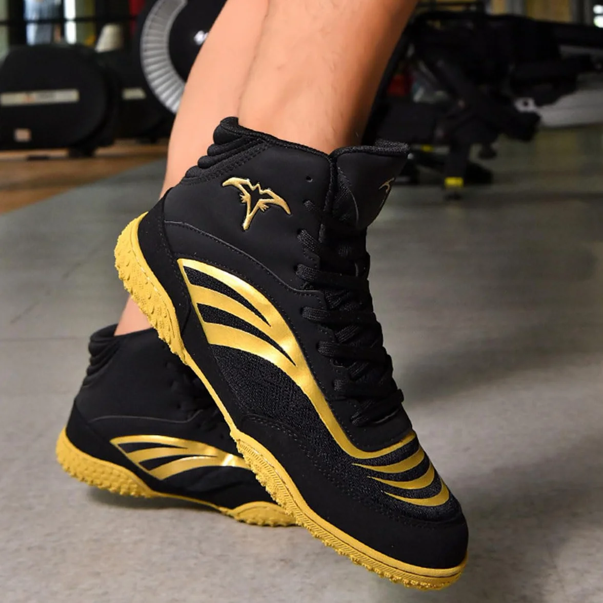Chaussures de Lutte Hommes Antidérapantes Professionnelles Semelles Caoutchouc Boxe Kickboxing