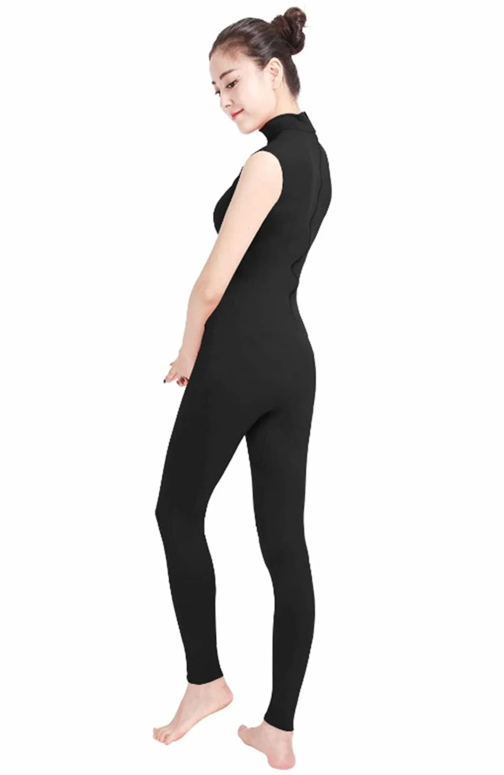 Lifup Costume de danse unisexe combinaison élastique col roulé sans manches