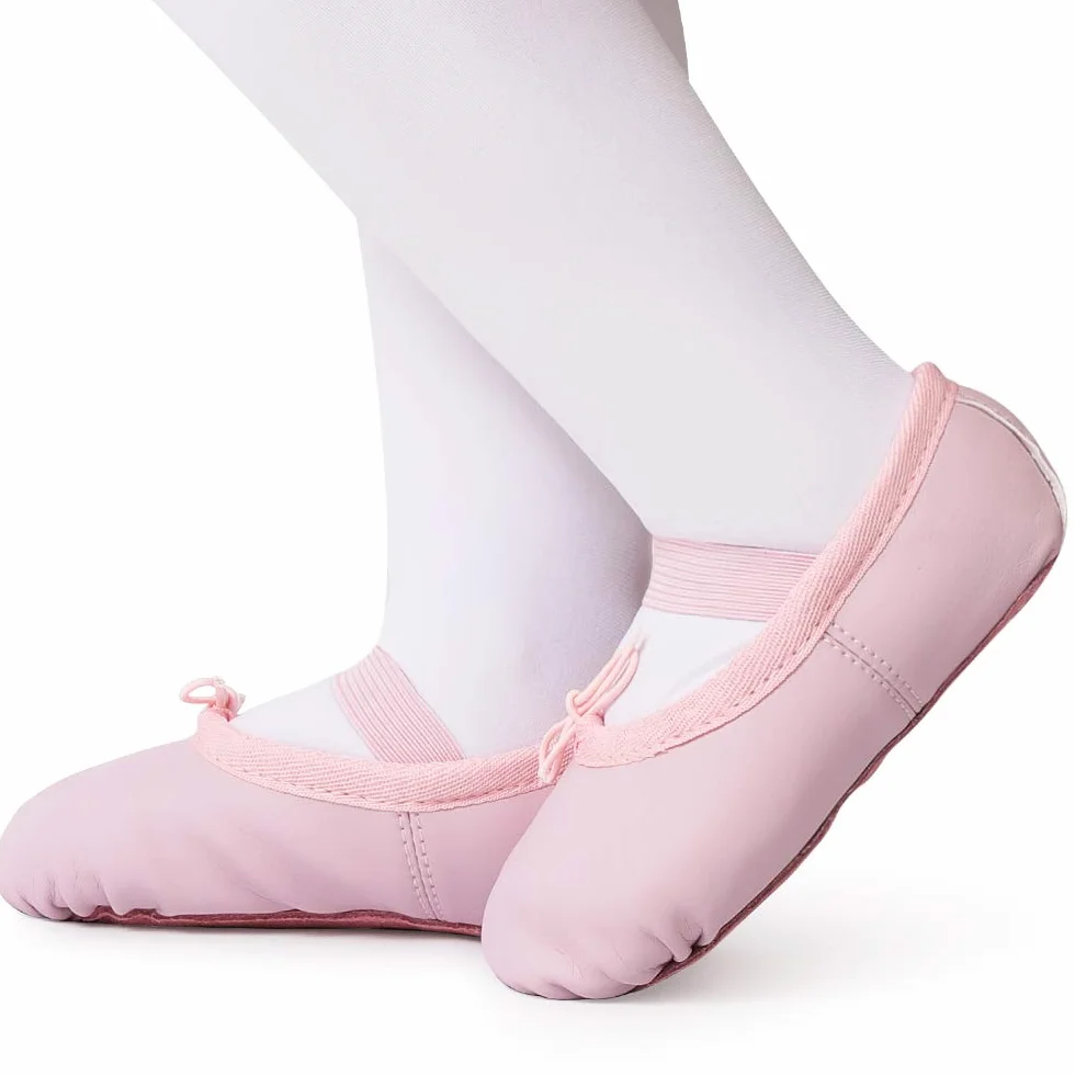 Bezioner Chaussures de Danse Cuir Demi Pointe Pantoufle de Ballet Ballerine pour Enfants Femme