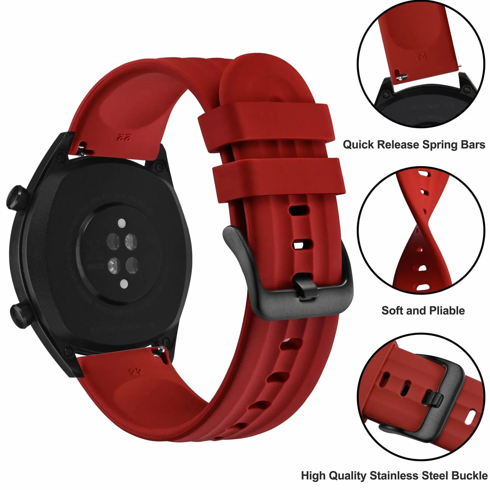 Bracelets de Montre en Silicone 18mm 20mm 22mm 19mm 21mm, Remplacement Bracelet en Caoutchouc Sport à Libération Rapide pour Hommes Femme