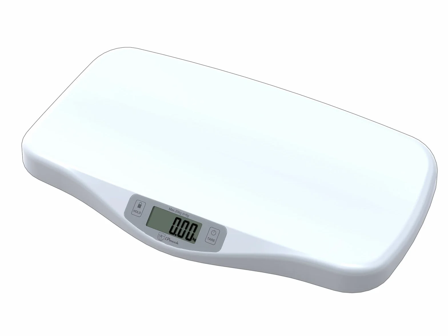 Balance Numérique pour Bébé, Haute Précision 5 g, Capacité 20 kg, Unité KG/LB/OZ, Blanc