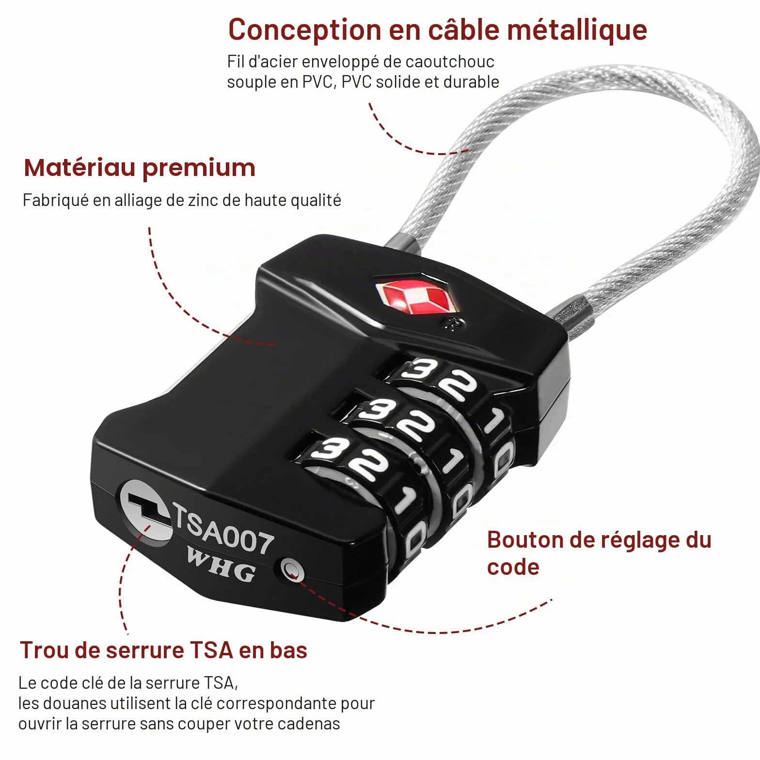 Blendura Cadenas TSA Valise 2 Pack Serrures à Bagages à Combinaison 3 Chiffres